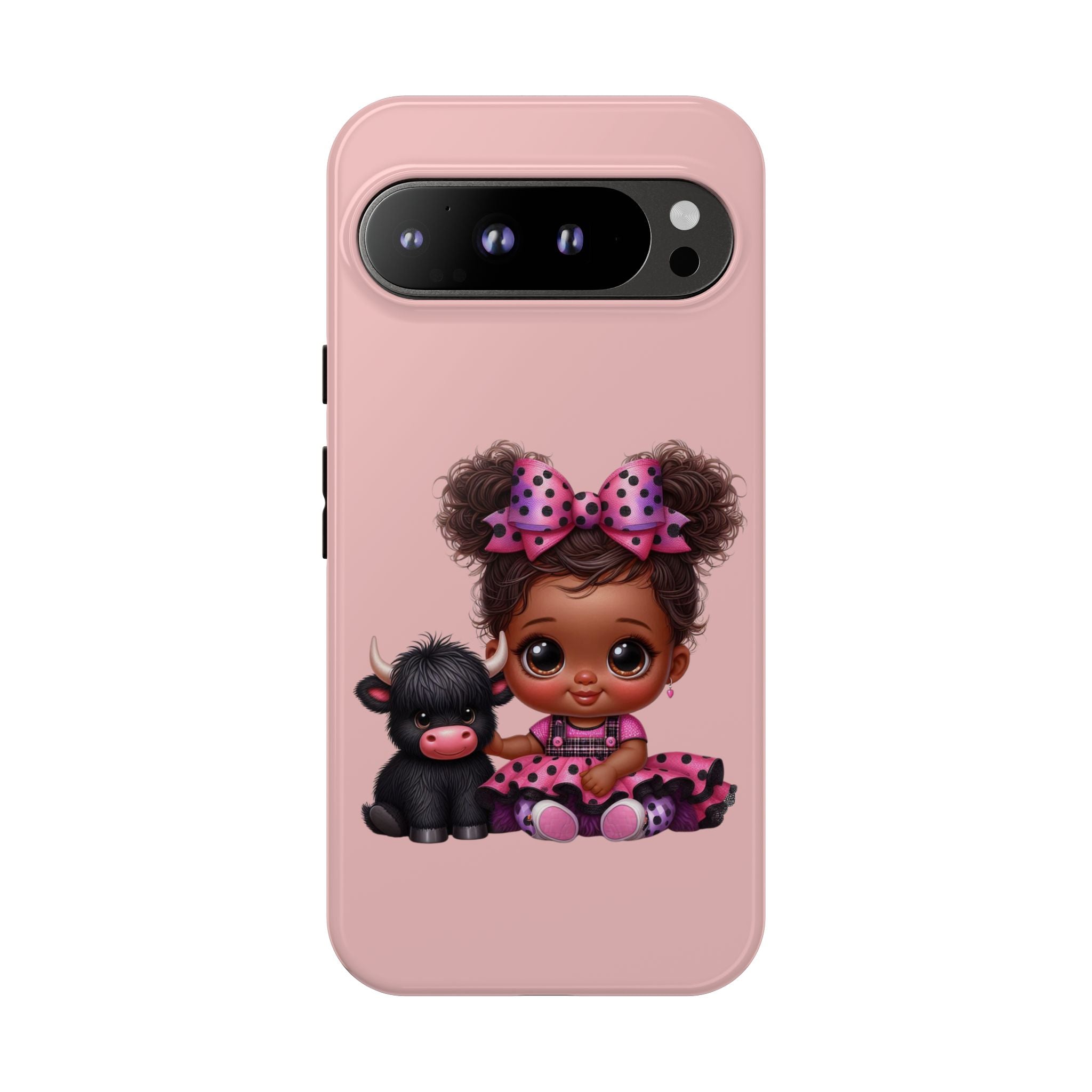 Cute Baby Girl with Plush Cow Phone Case