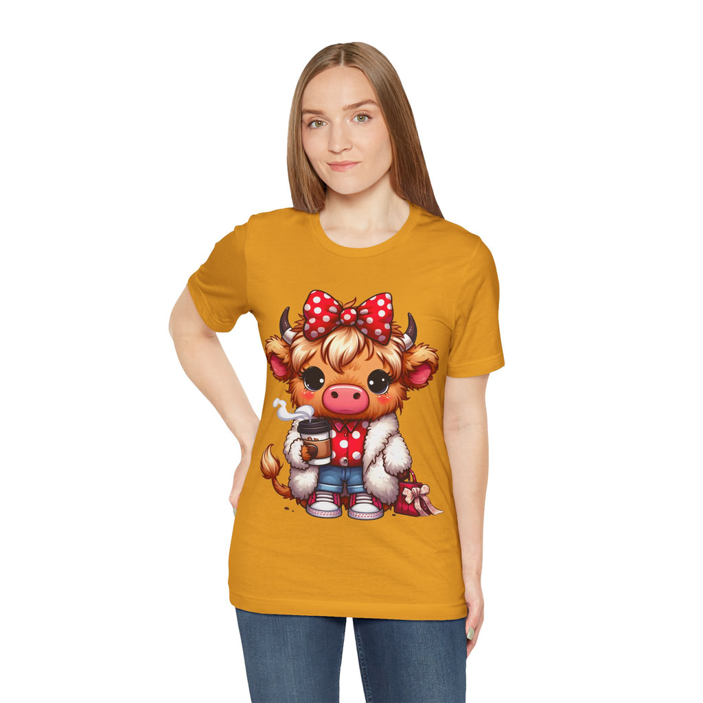 Cow Cute Tee — Cozy Cow with Coffee Graphic T-Shirt