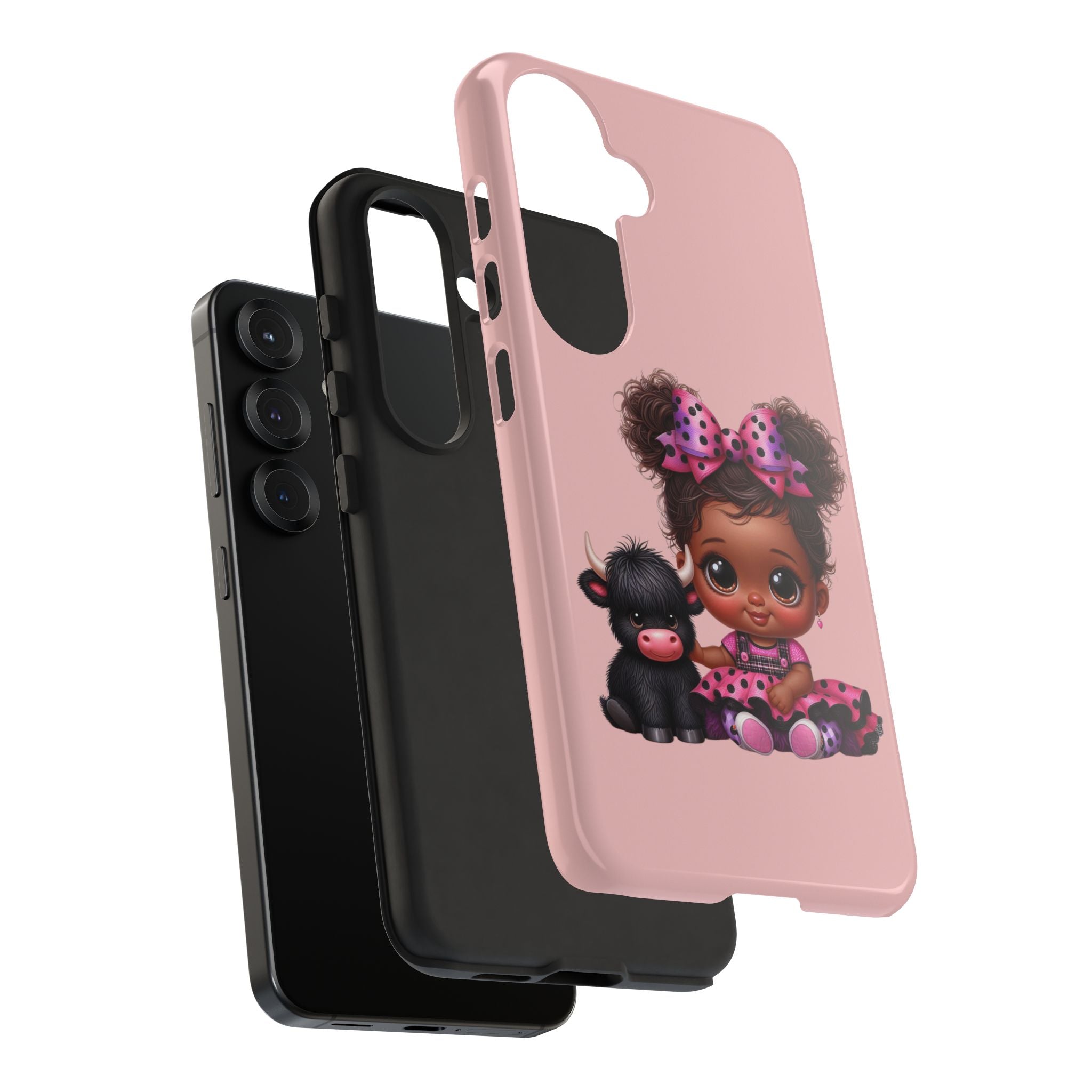 Cute Baby Girl with Plush Cow Phone Case