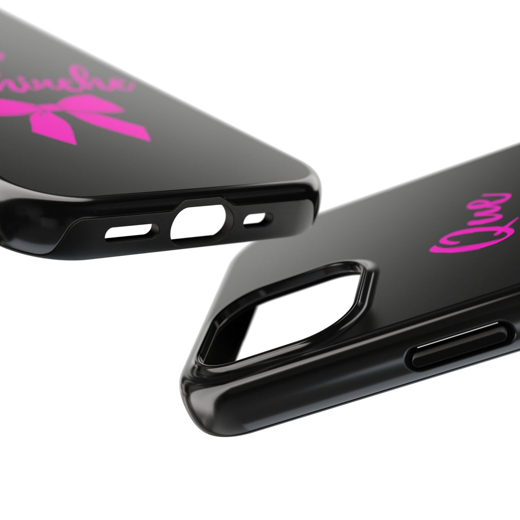 Que Bochinche Phone Case — Pink Script & Bow Tough Protective Cover