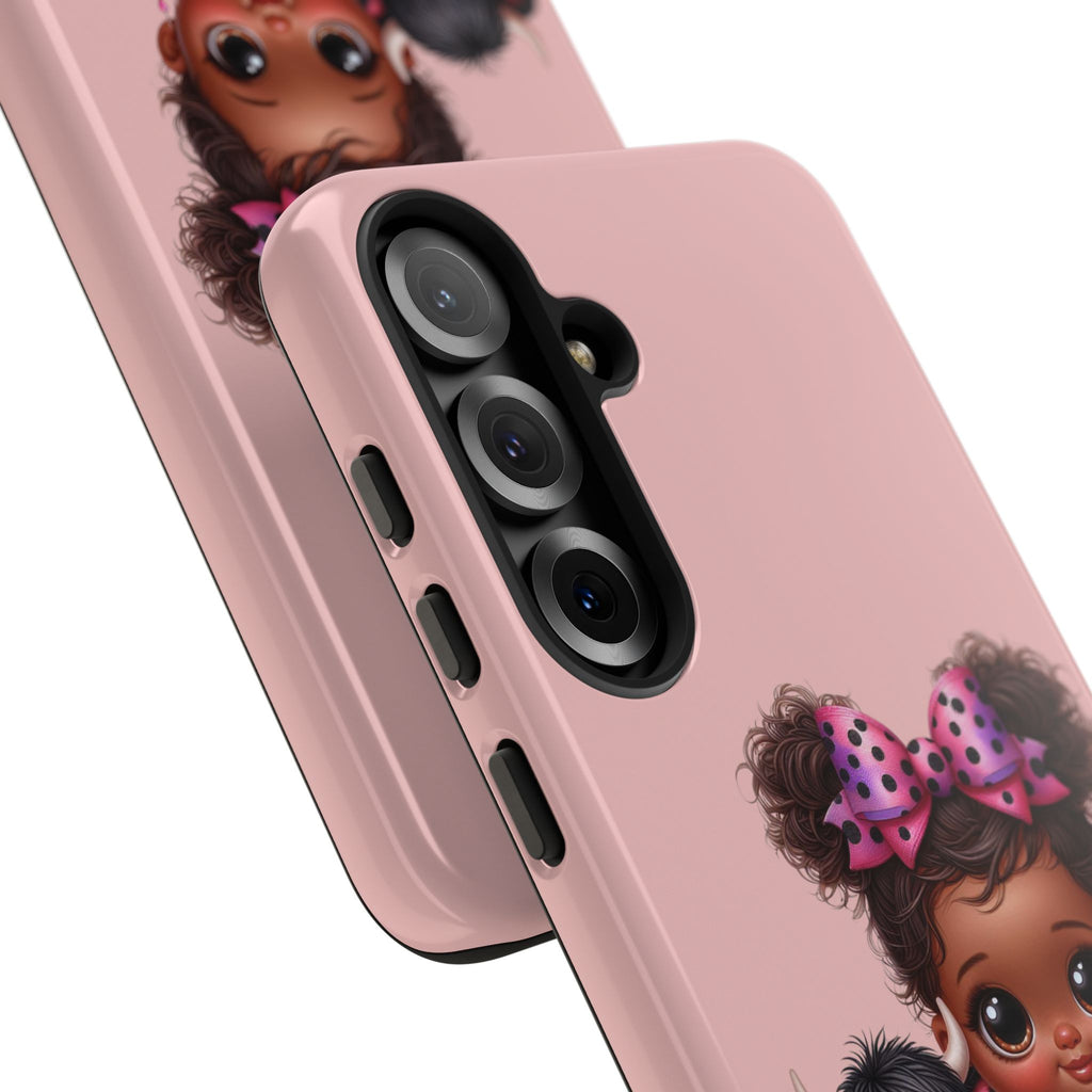 Cute Baby Girl with Plush Cow Phone Case