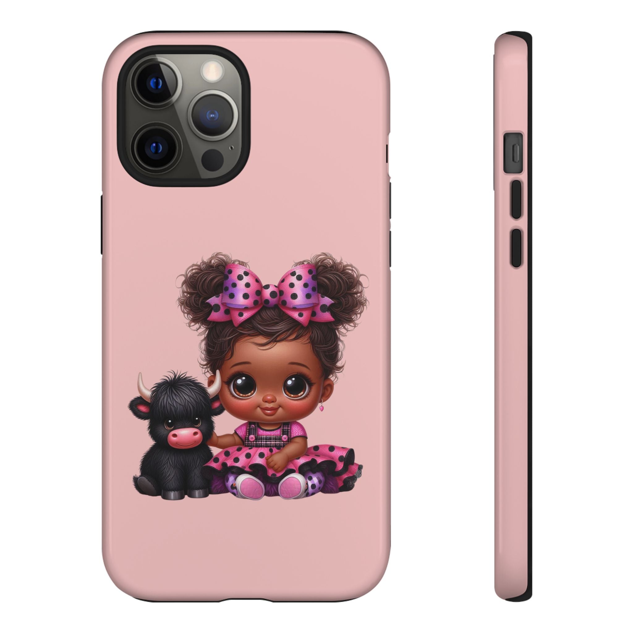 Cute Baby Girl with Plush Cow Phone Case