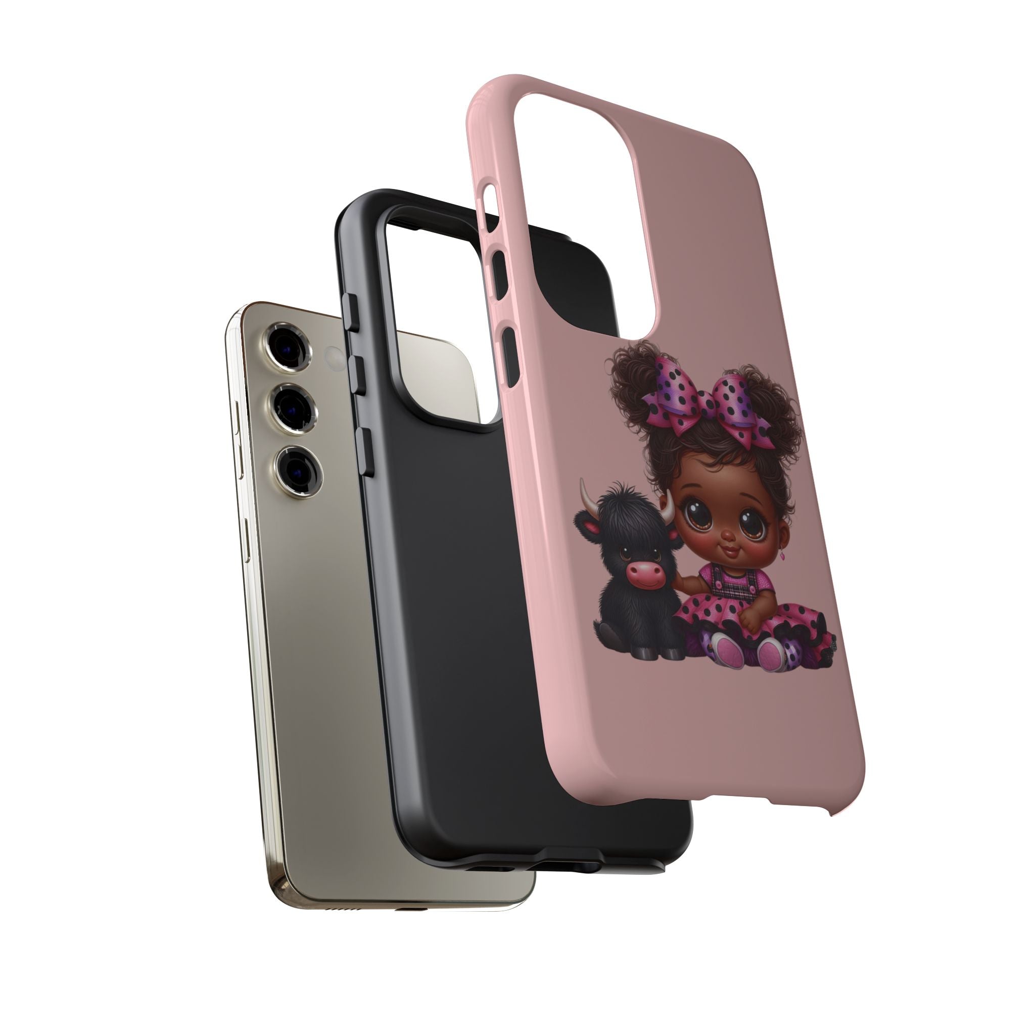 Cute Baby Girl with Plush Cow Phone Case