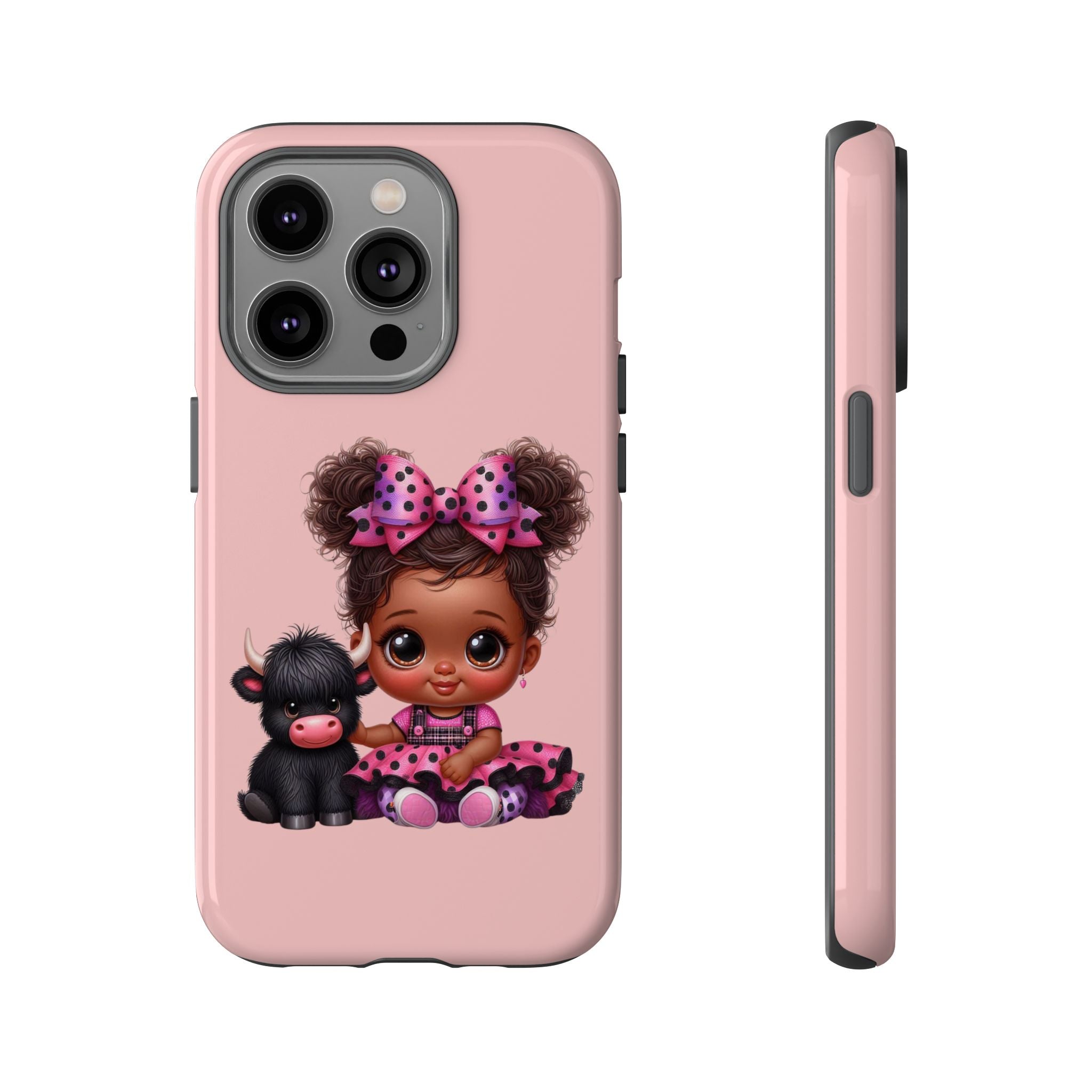 Cute Baby Girl with Plush Cow Phone Case