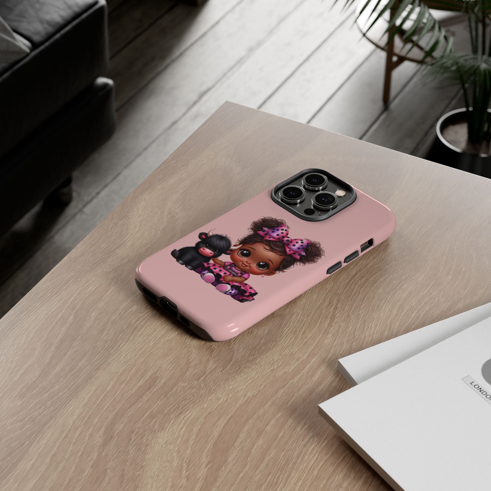 Cute Baby Girl with Plush Cow Phone Case