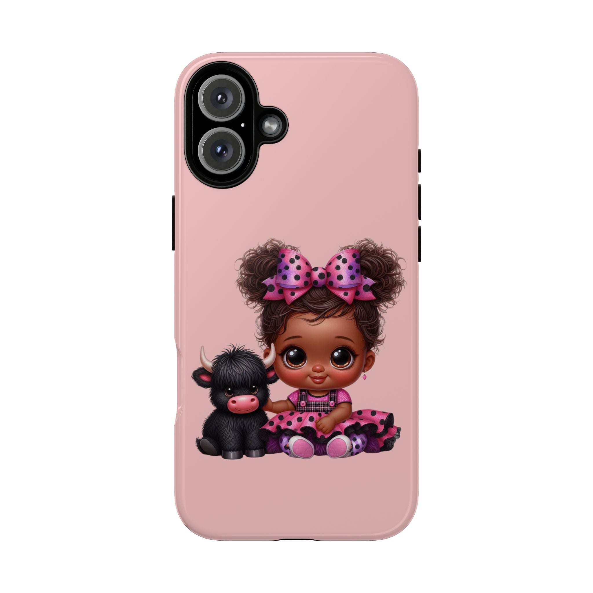 Cute Baby Girl with Plush Cow Phone Case