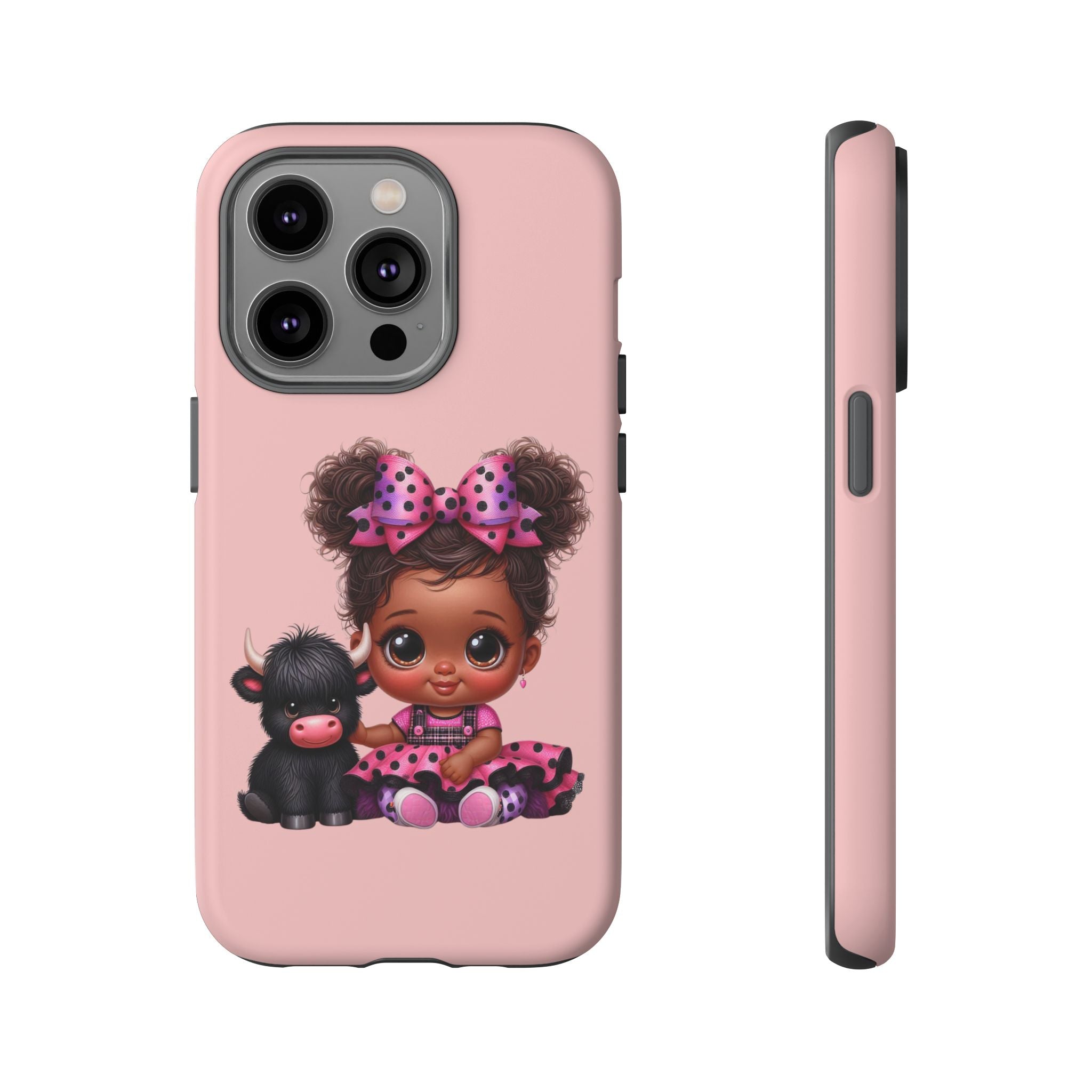 Cute Baby Girl with Plush Cow Phone Case
