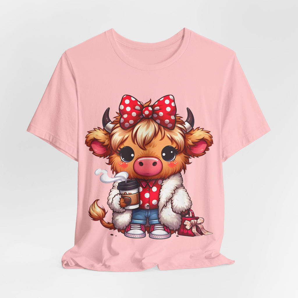 Cow Cute Tee — Cozy Cow with Coffee Graphic T-Shirt