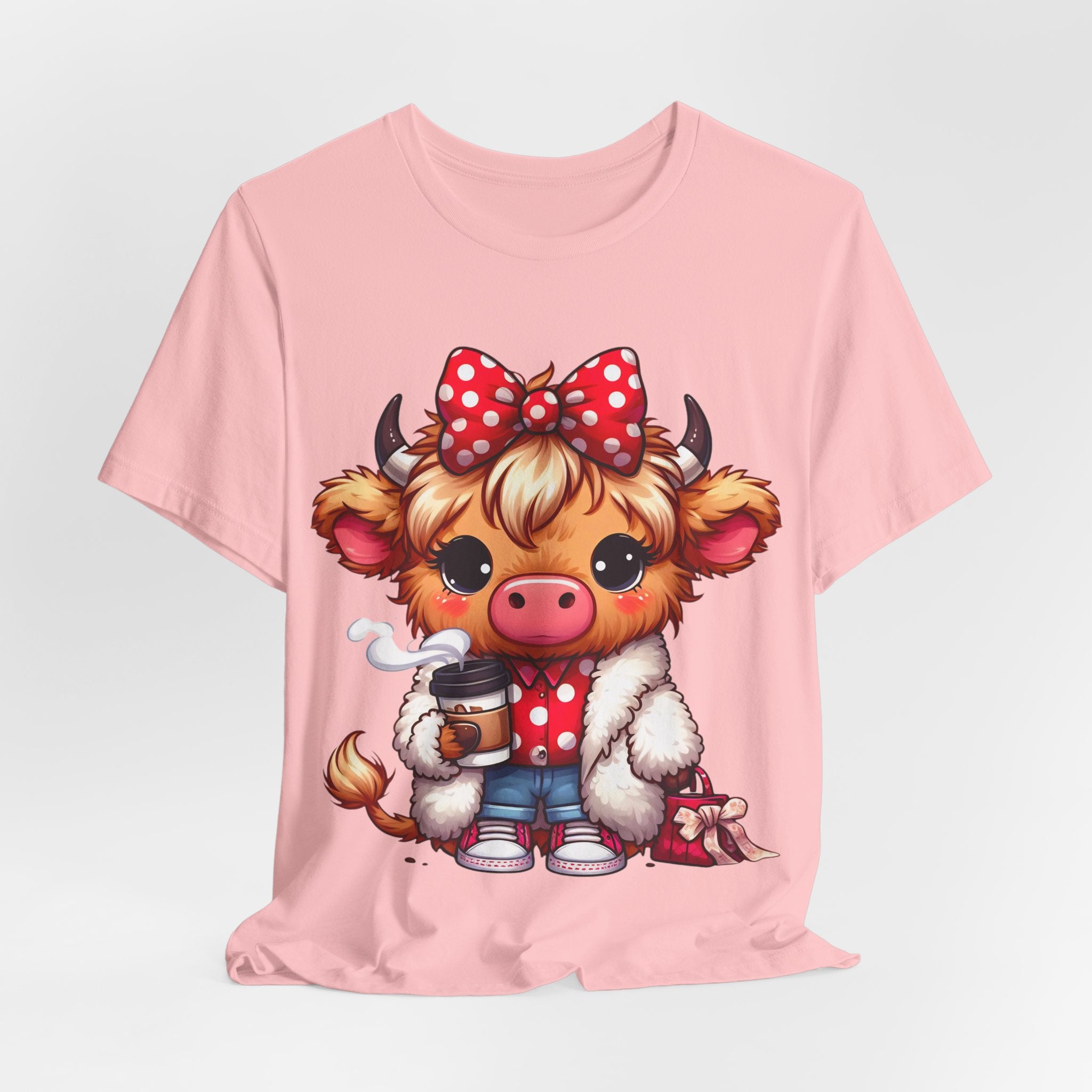 Cow Cute Tee — Cozy Cow with Coffee Graphic T-Shirt