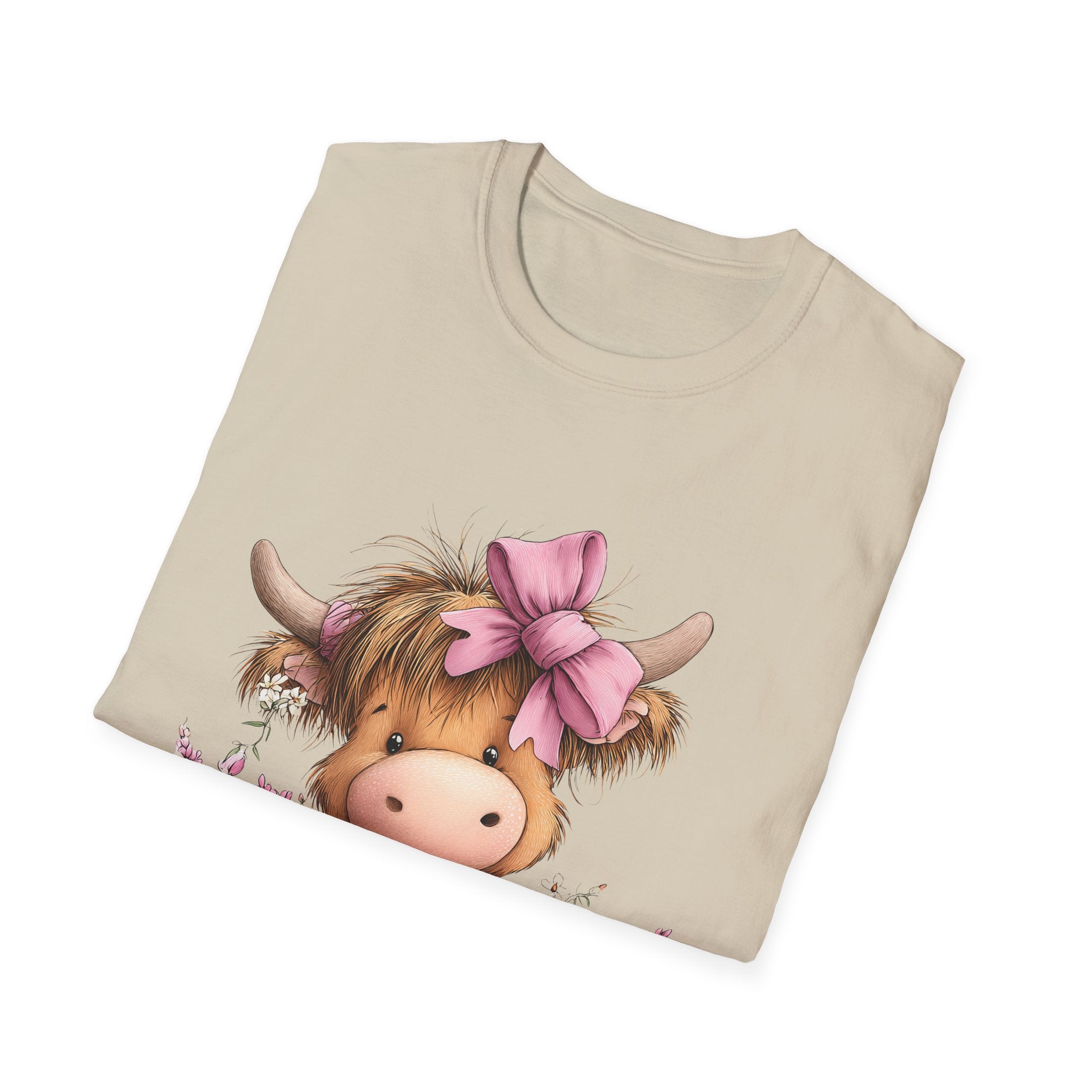 Cute Highland Cow Tee — Pink Bow Calf T-Shirt