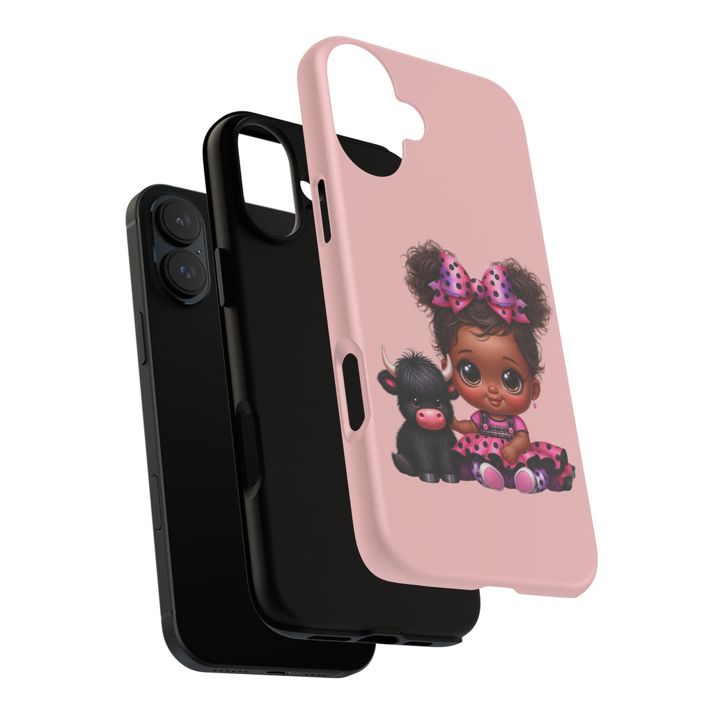 Cute Baby Girl with Plush Cow Phone Case