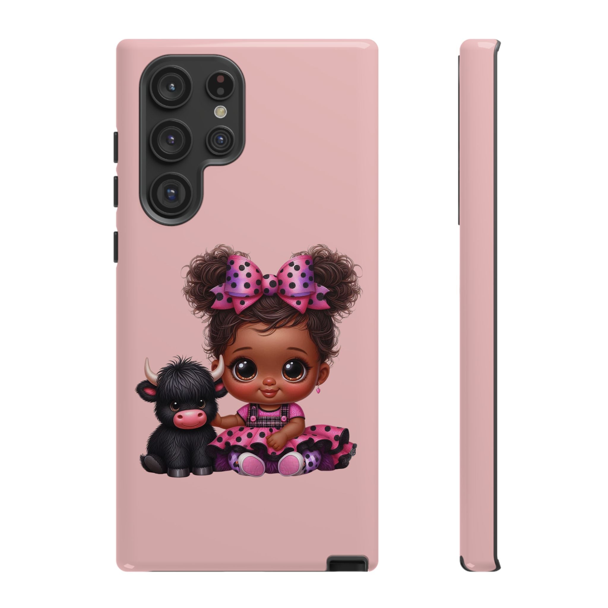 Cute Baby Girl with Plush Cow Phone Case