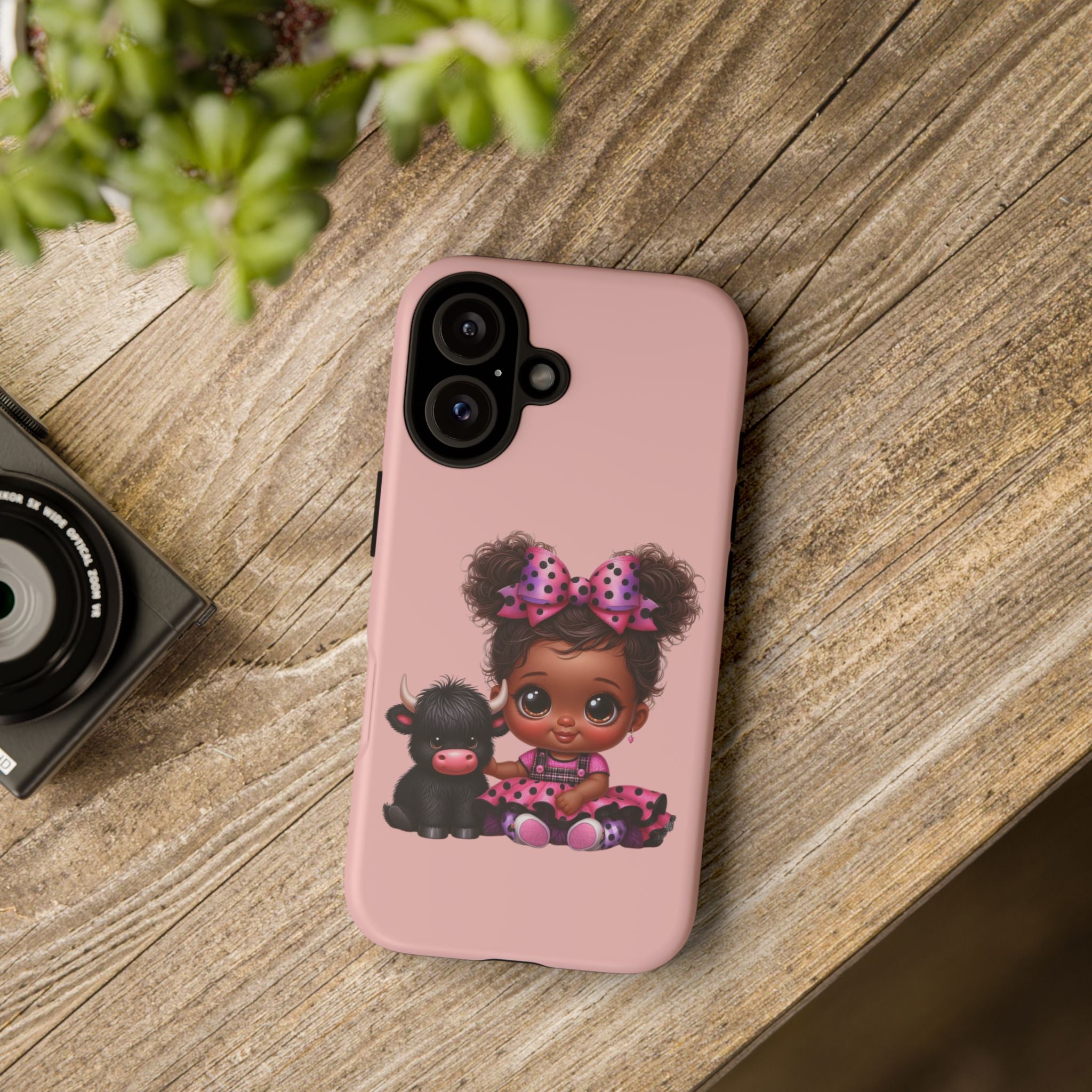 Cute Baby Girl with Plush Cow Phone Case