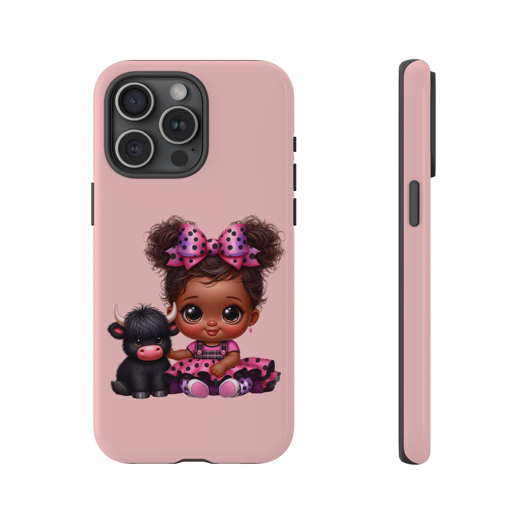 Cute Baby Girl with Plush Cow Phone Case