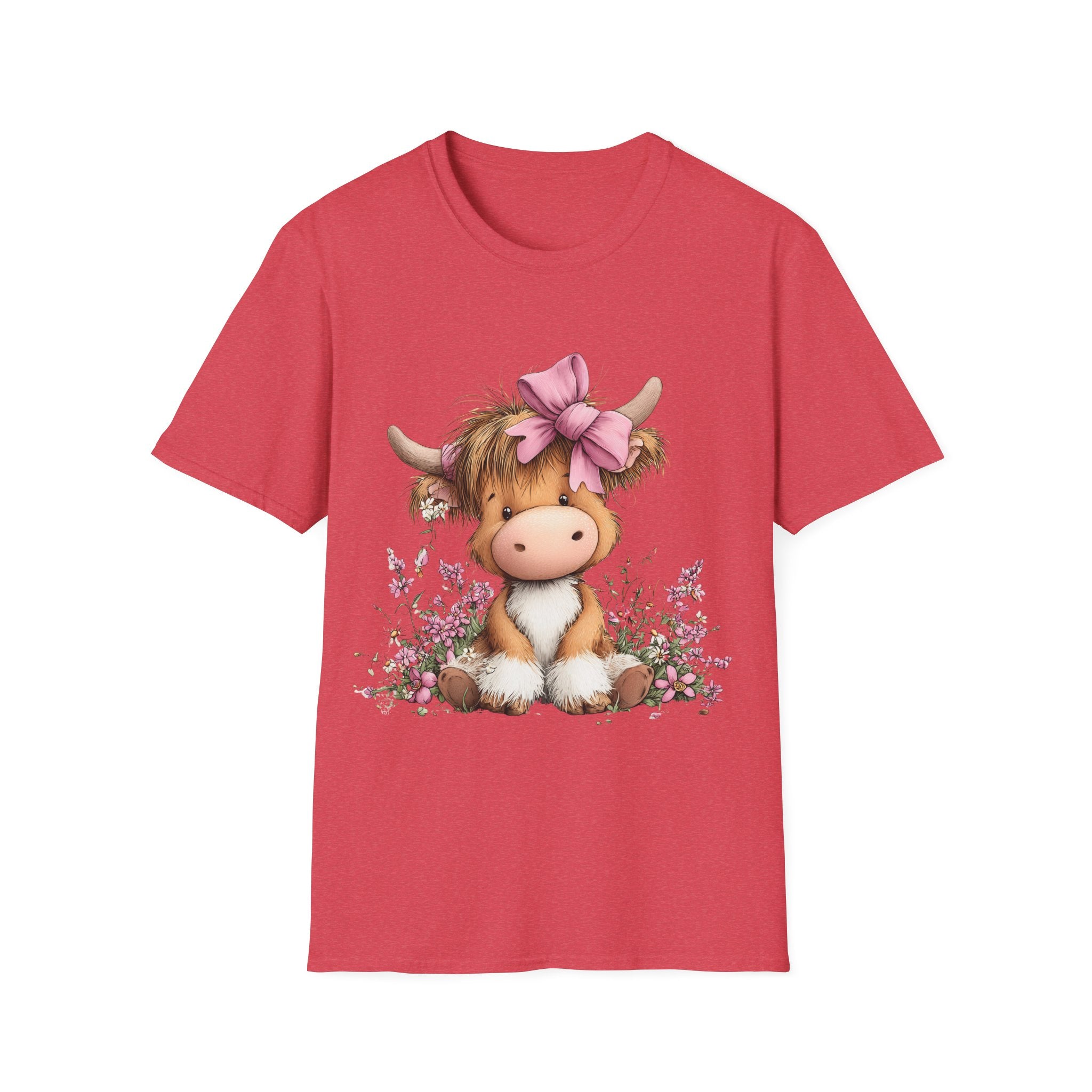 Cute Highland Cow Tee — Pink Bow Calf T-Shirt
