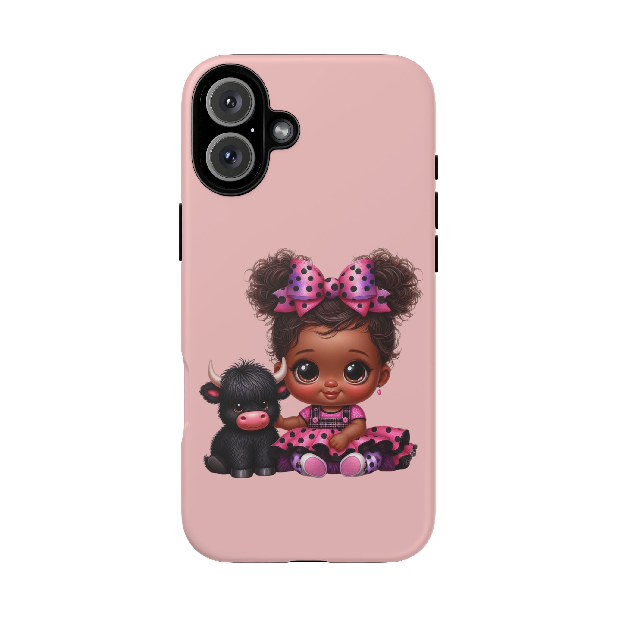 Cute Baby Girl with Plush Cow Phone Case