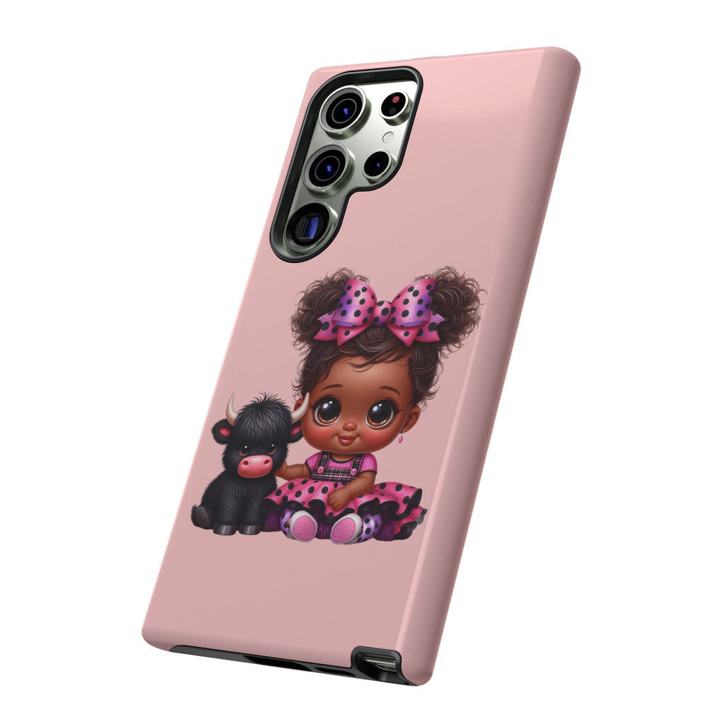 Cute Baby Girl with Plush Cow Phone Case