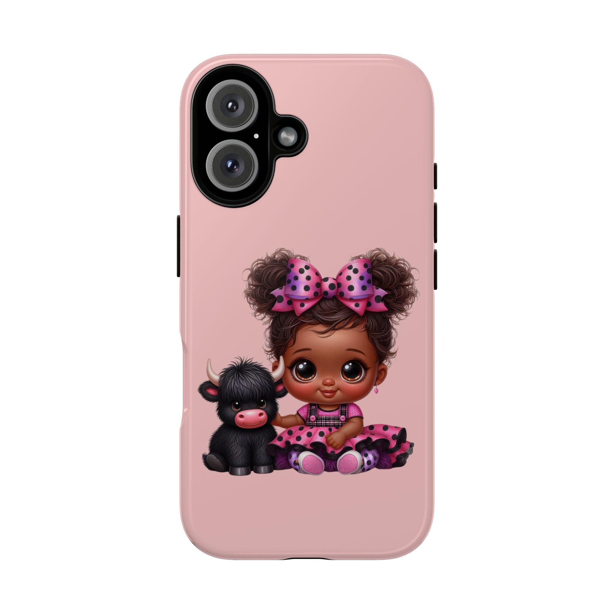 Cute Baby Girl with Plush Cow Phone Case