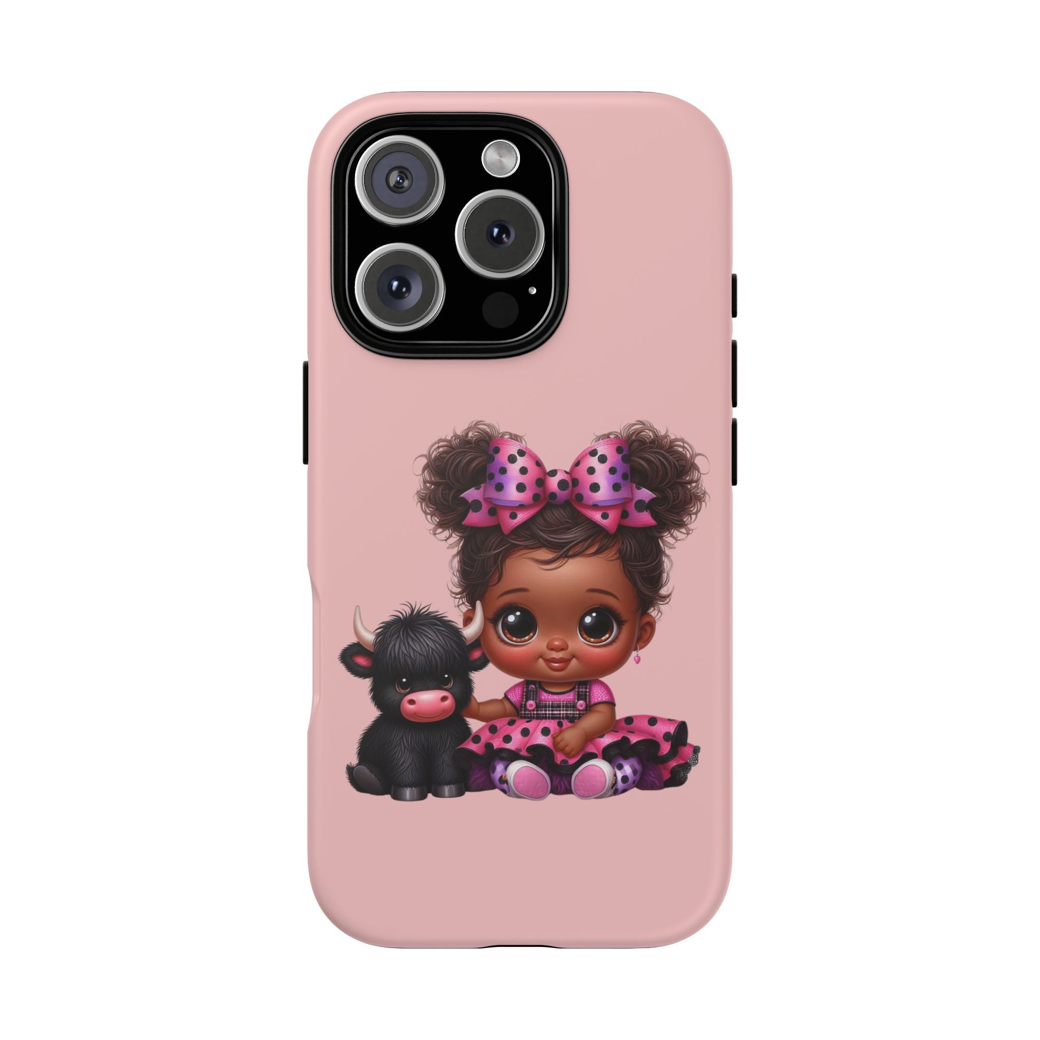 Cute Baby Girl with Plush Cow Phone Case