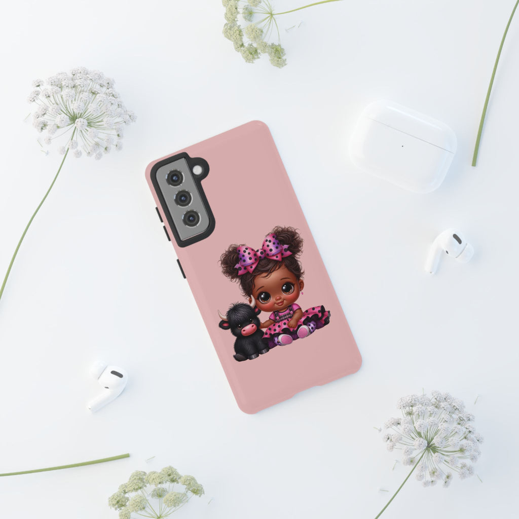 Cute Baby Girl with Plush Cow Phone Case