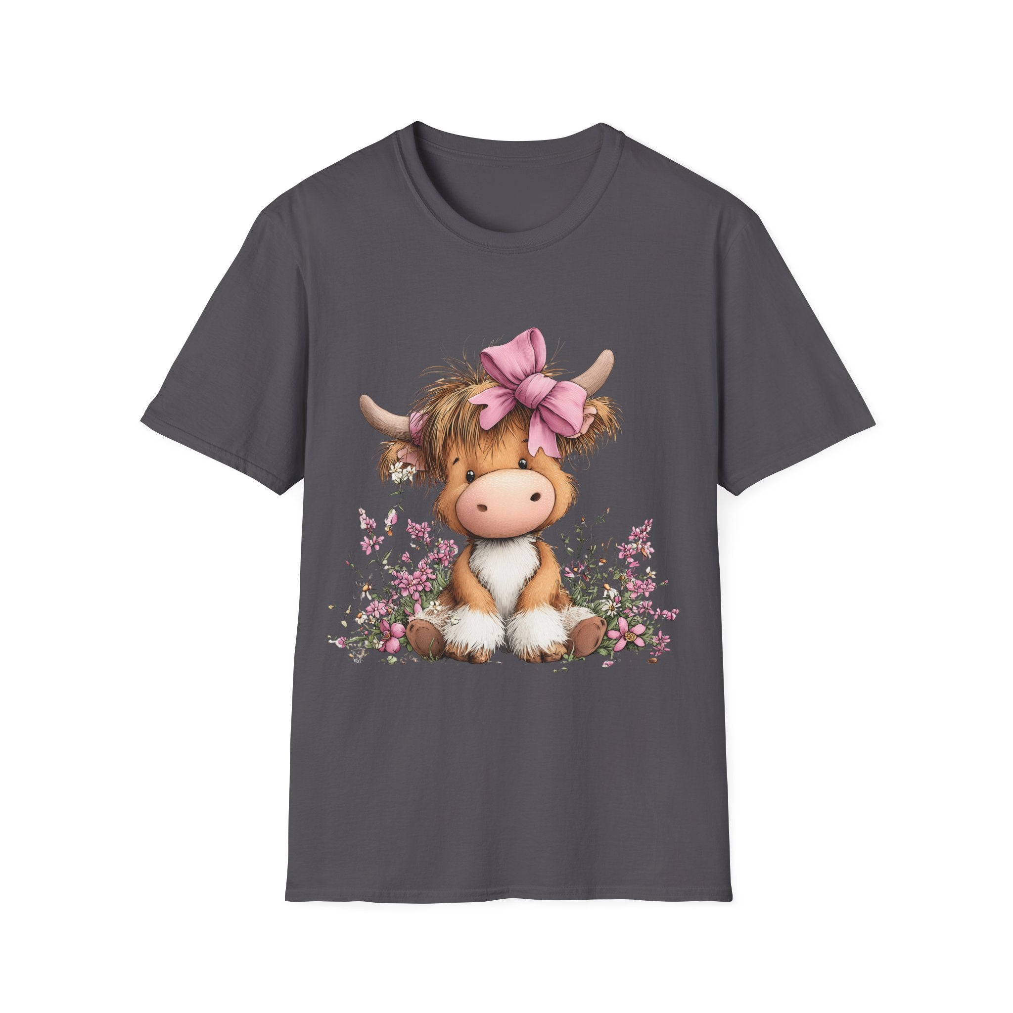 Cute Highland Cow Tee — Pink Bow Calf T-Shirt