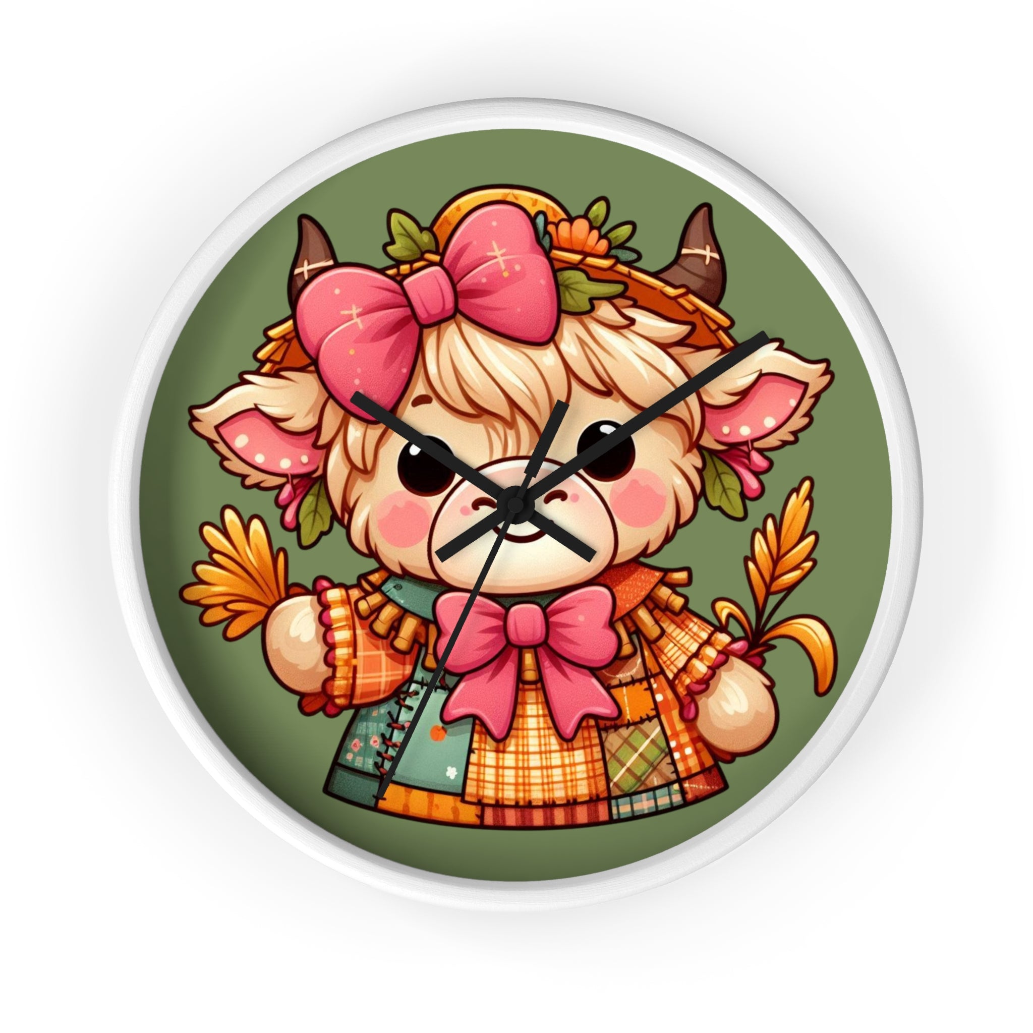 Autumn Alpaca Wall Clock — Cute Harvest Farmhouse Decor