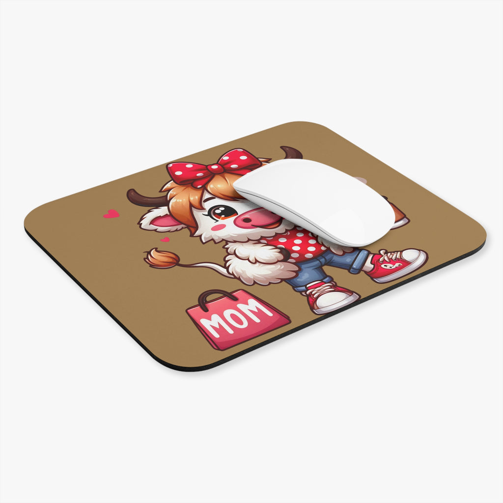 Cute Cow Mom Mouse Pad — Adorable Coffee & Shopping Desk Mat