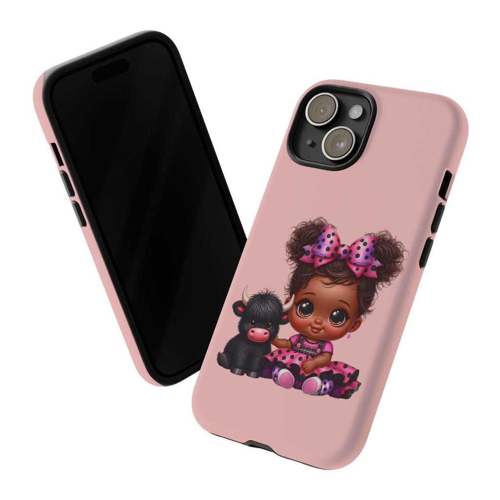 Cute Baby Girl with Plush Cow Phone Case