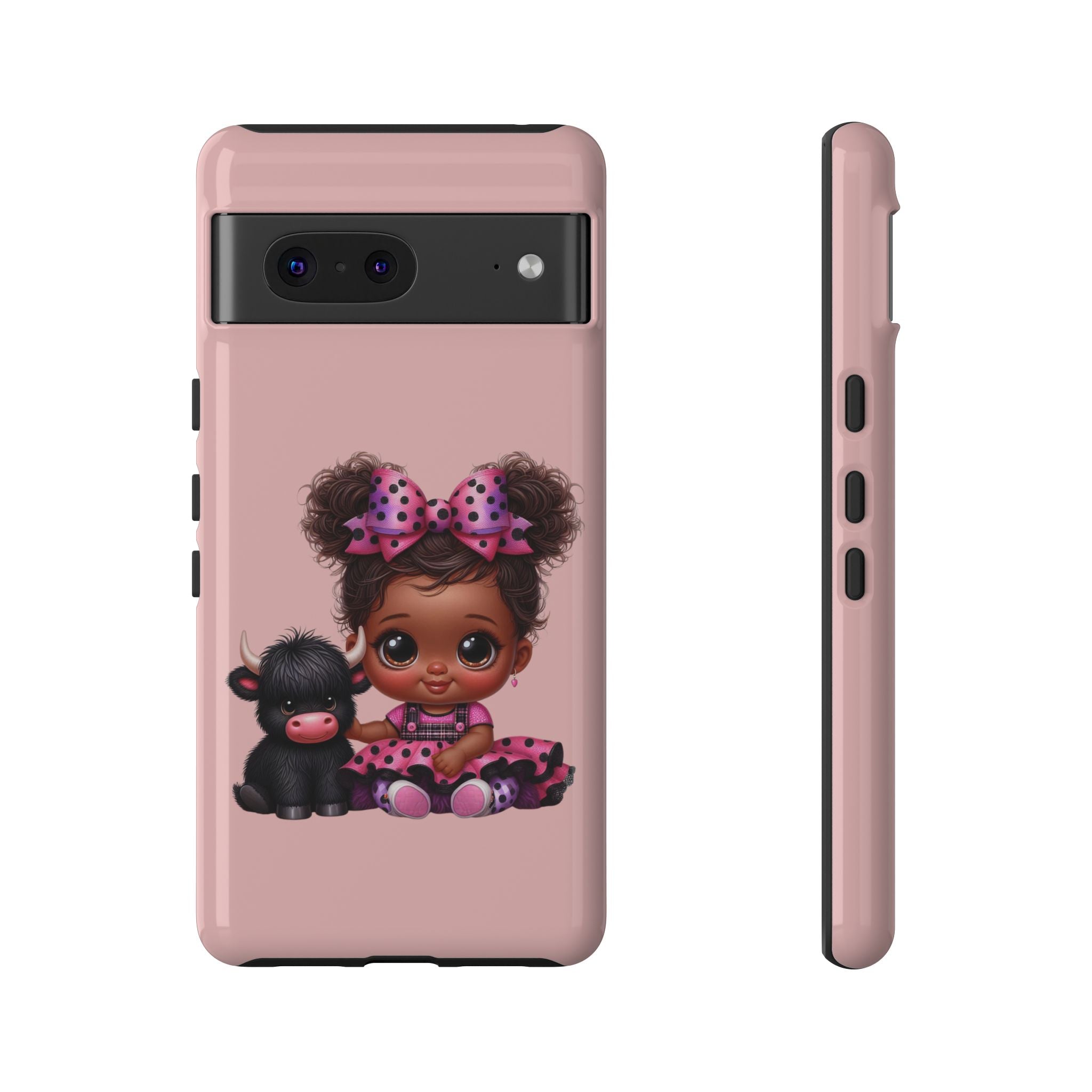 Cute Baby Girl with Plush Cow Phone Case
