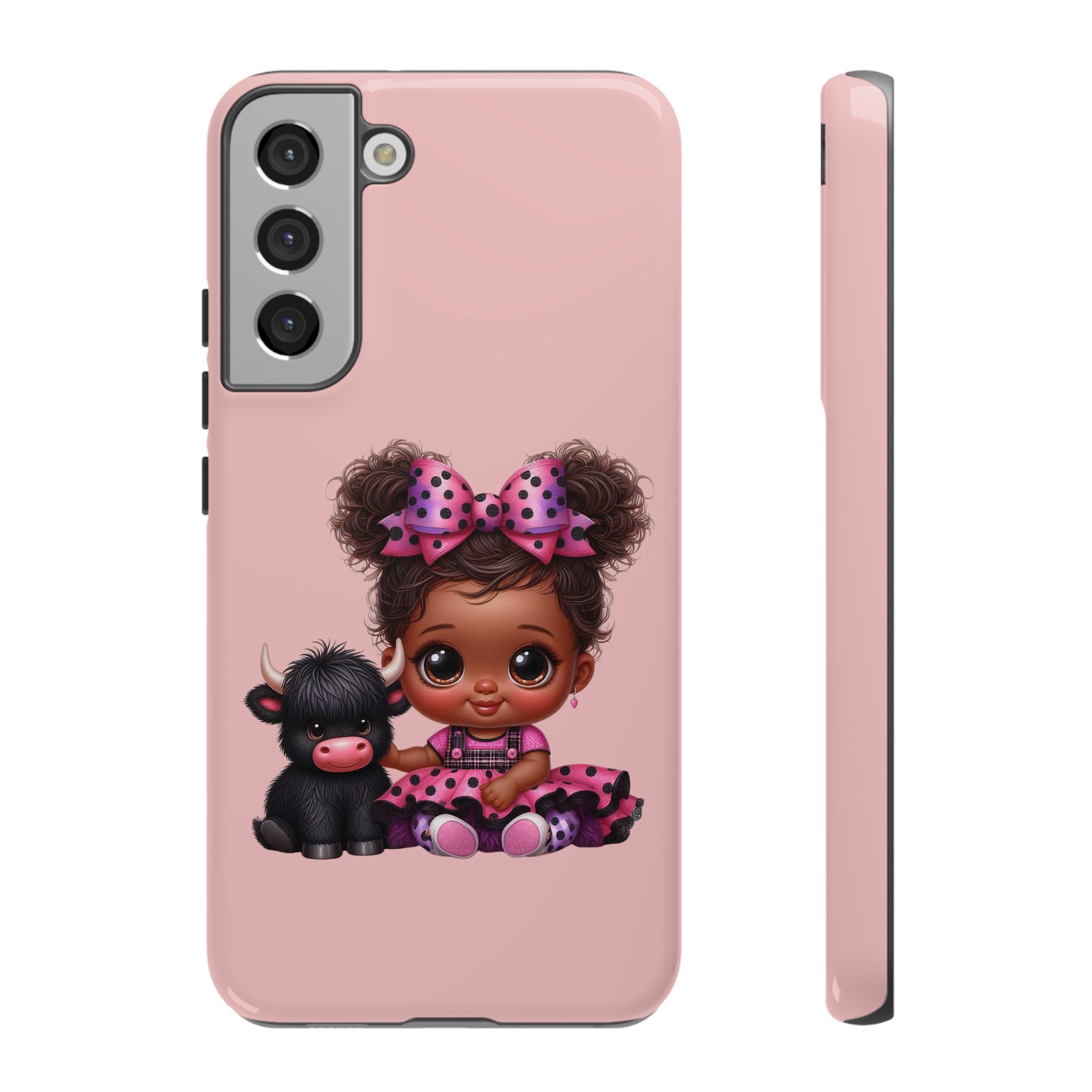 Cute Baby Girl with Plush Cow Phone Case