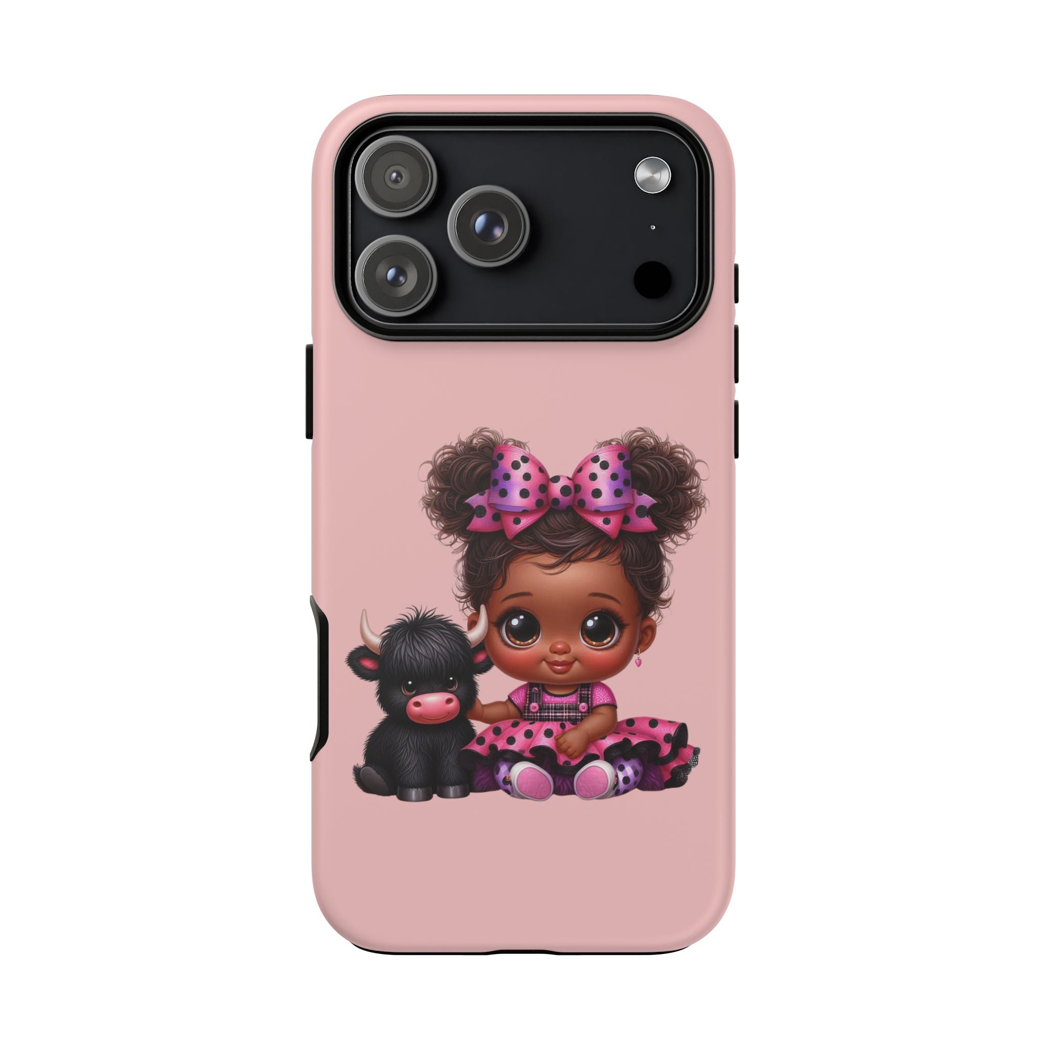 Cute Baby Girl with Plush Cow Phone Case