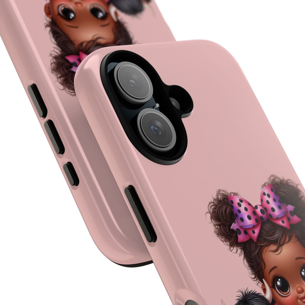 Cute Baby Girl with Plush Cow Phone Case