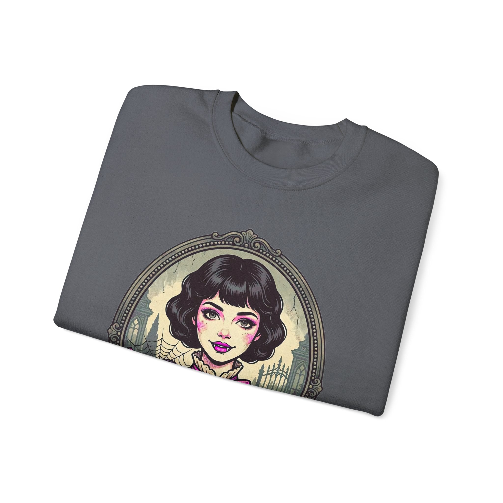Horror Girl Crewneck Sweatshirt — "Pretty Girls Love Horror" Retro Goth Pullover