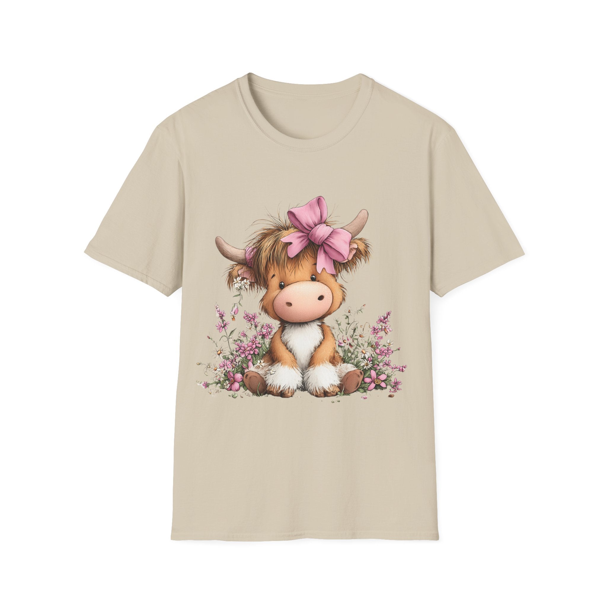 Cute Highland Cow Tee — Pink Bow Calf T-Shirt