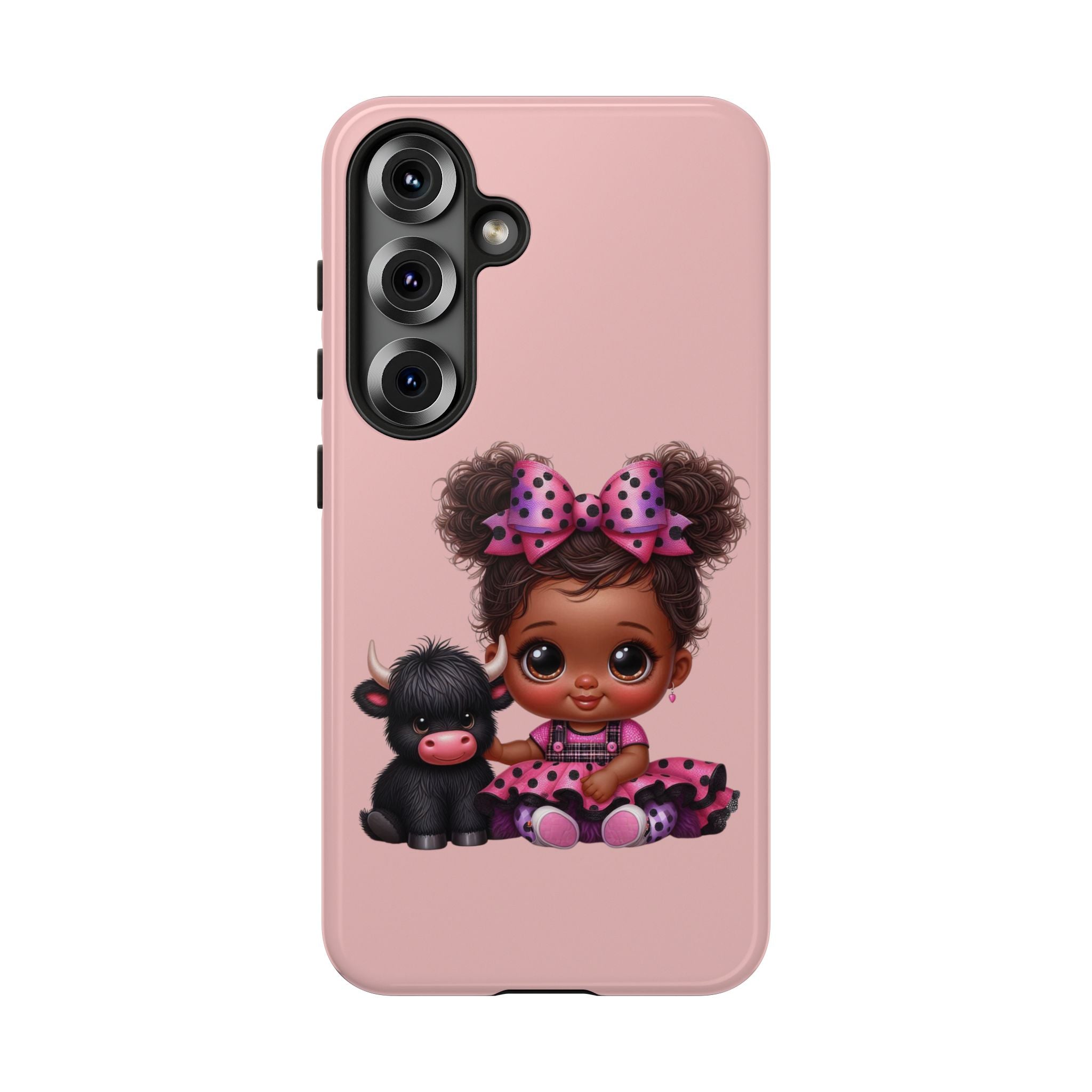 Cute Baby Girl with Plush Cow Phone Case