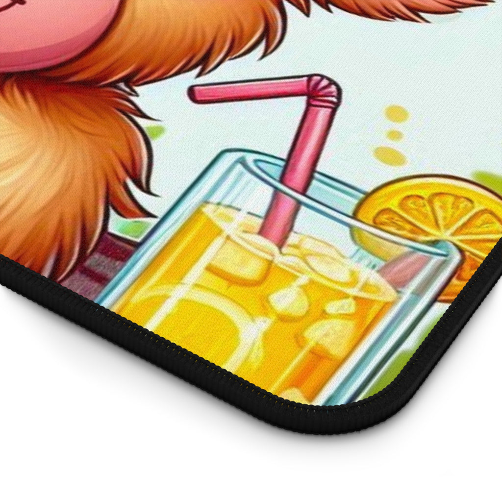 Cute Highland Cow Desk Mat — Floral Sunflower Hat Mousepad for Farm Animal Lovers