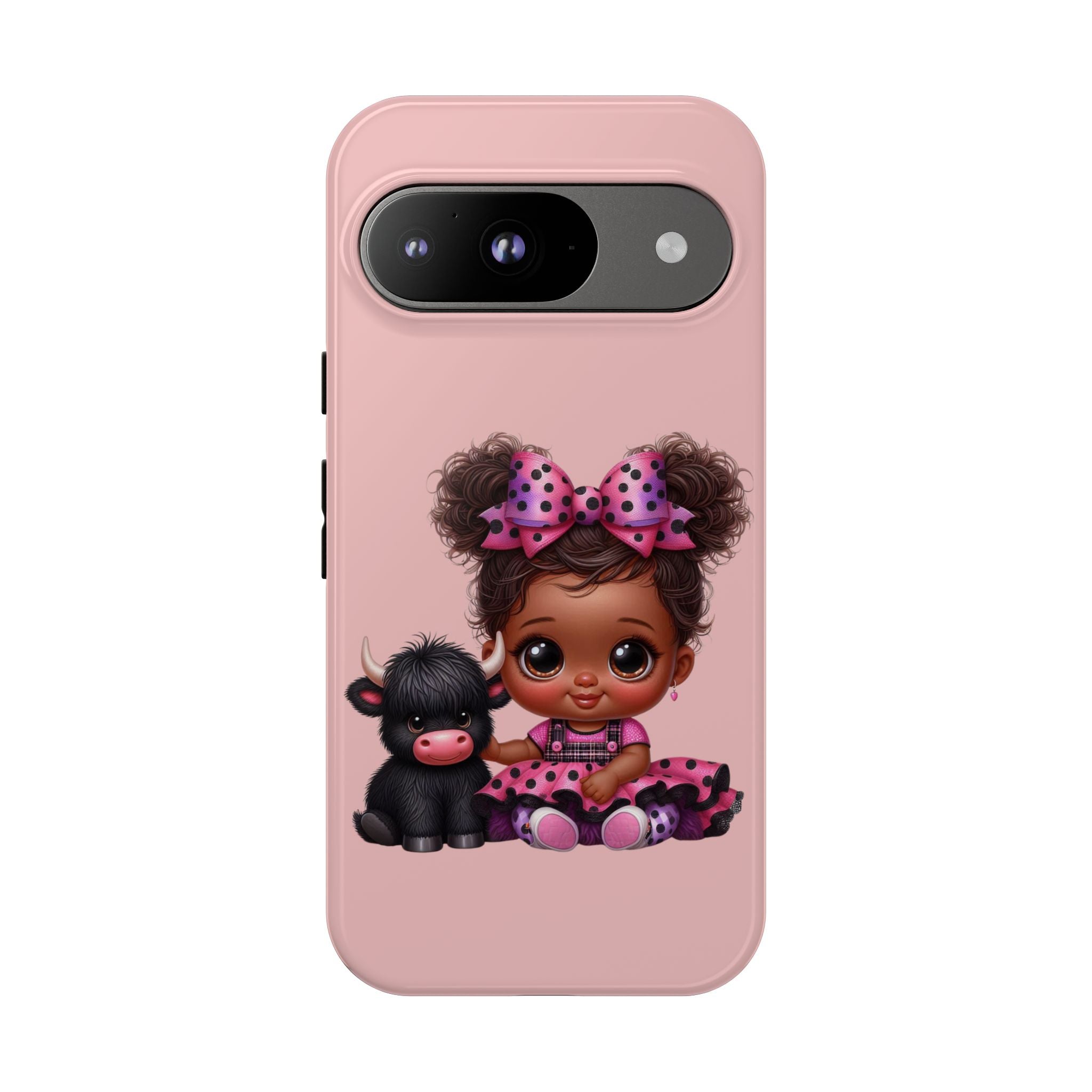 Cute Baby Girl with Plush Cow Phone Case