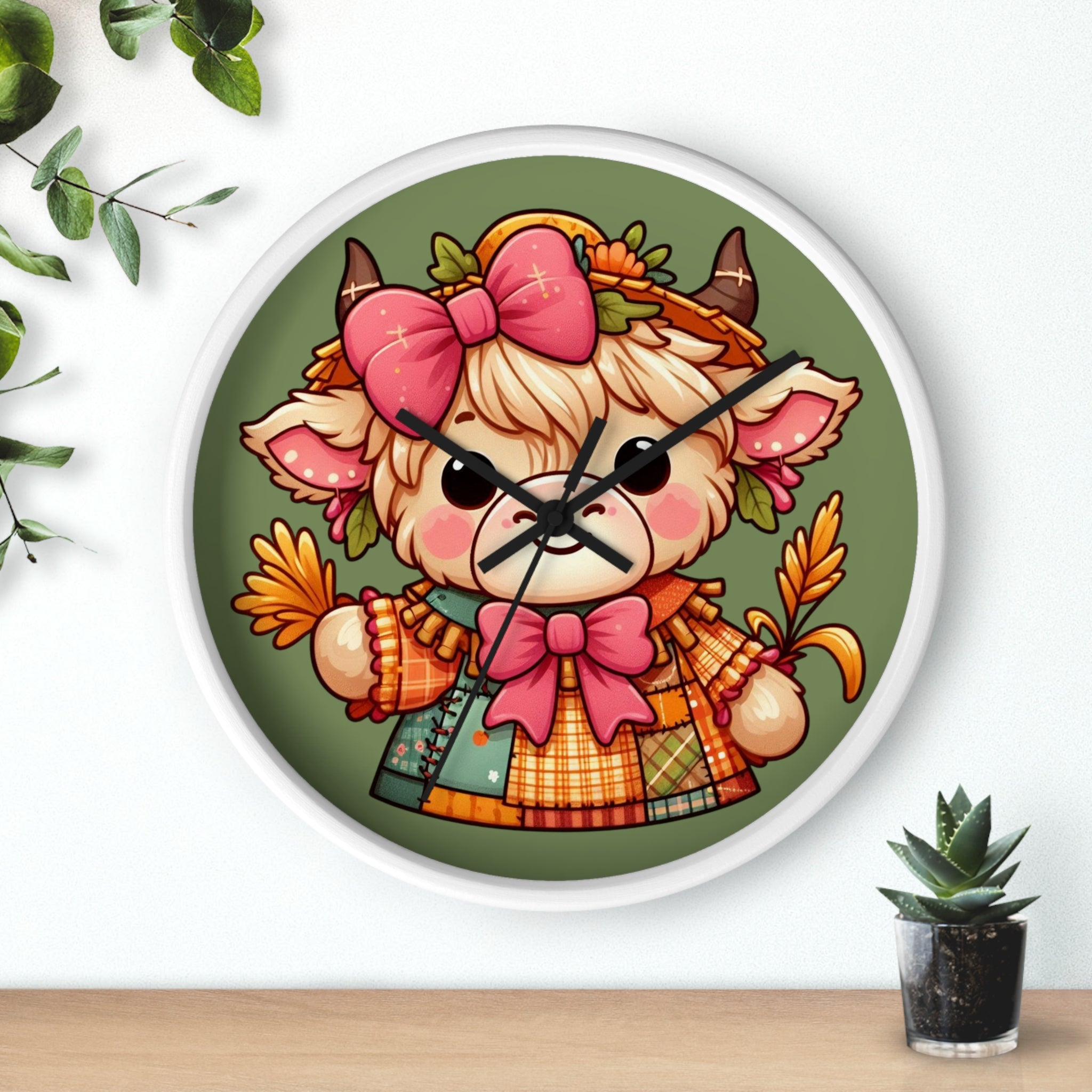 Autumn Alpaca Wall Clock — Cute Harvest Farmhouse Decor