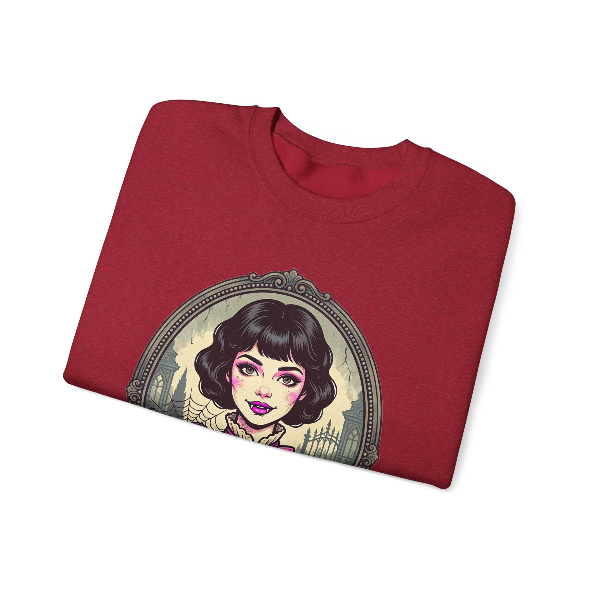 Horror Girl Crewneck Sweatshirt — "Pretty Girls Love Horror" Retro Goth Pullover