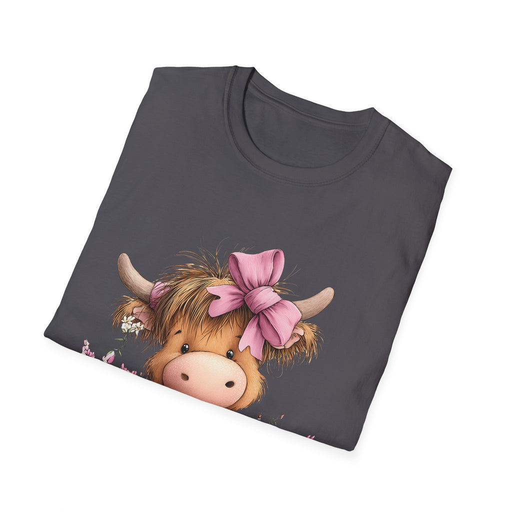 Cute Highland Cow Tee — Pink Bow Calf T-Shirt