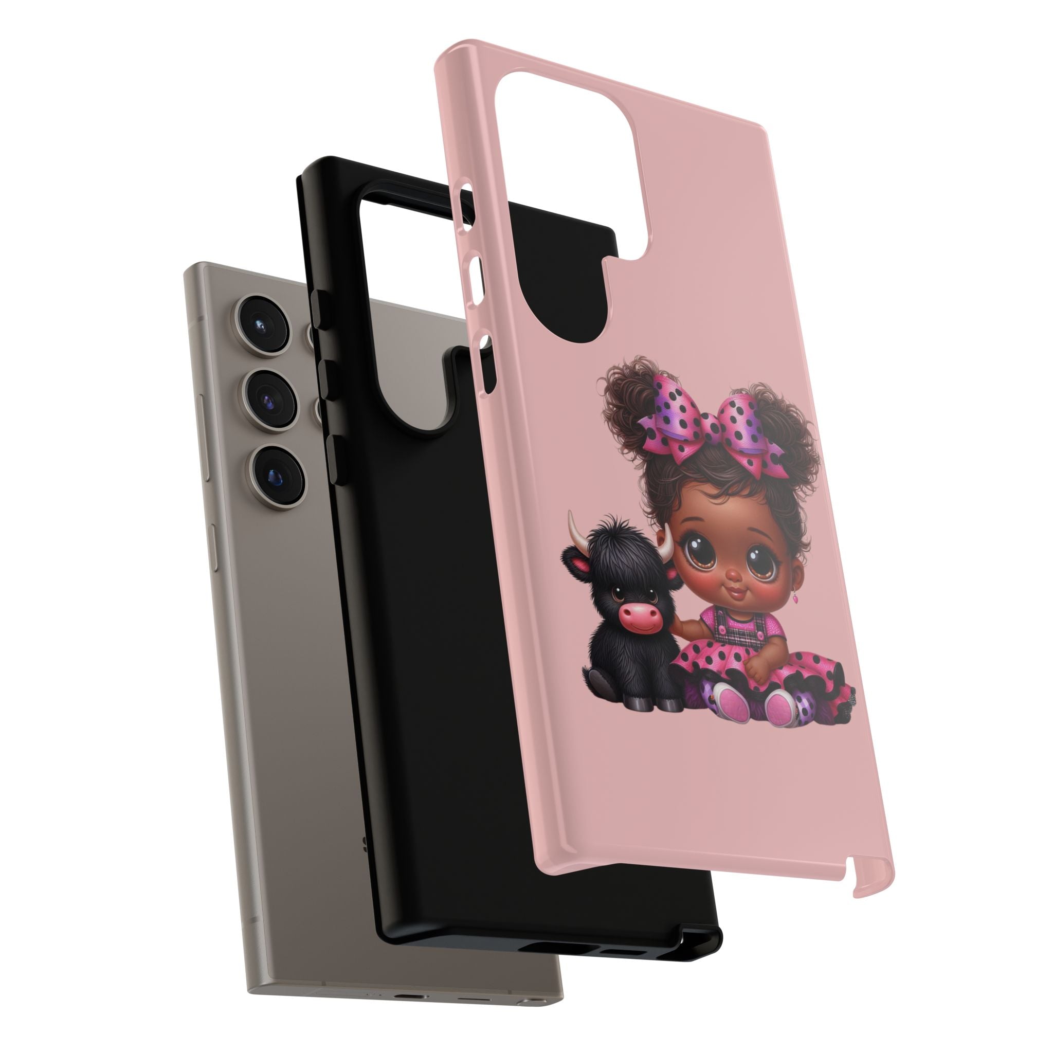Cute Baby Girl with Plush Cow Phone Case