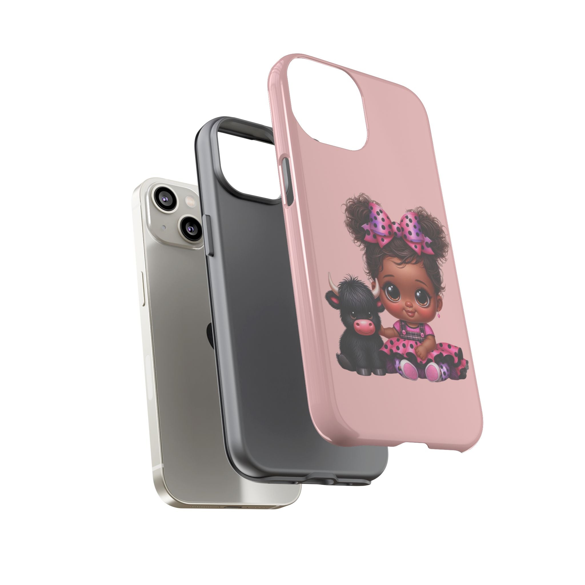 Cute Baby Girl with Plush Cow Phone Case