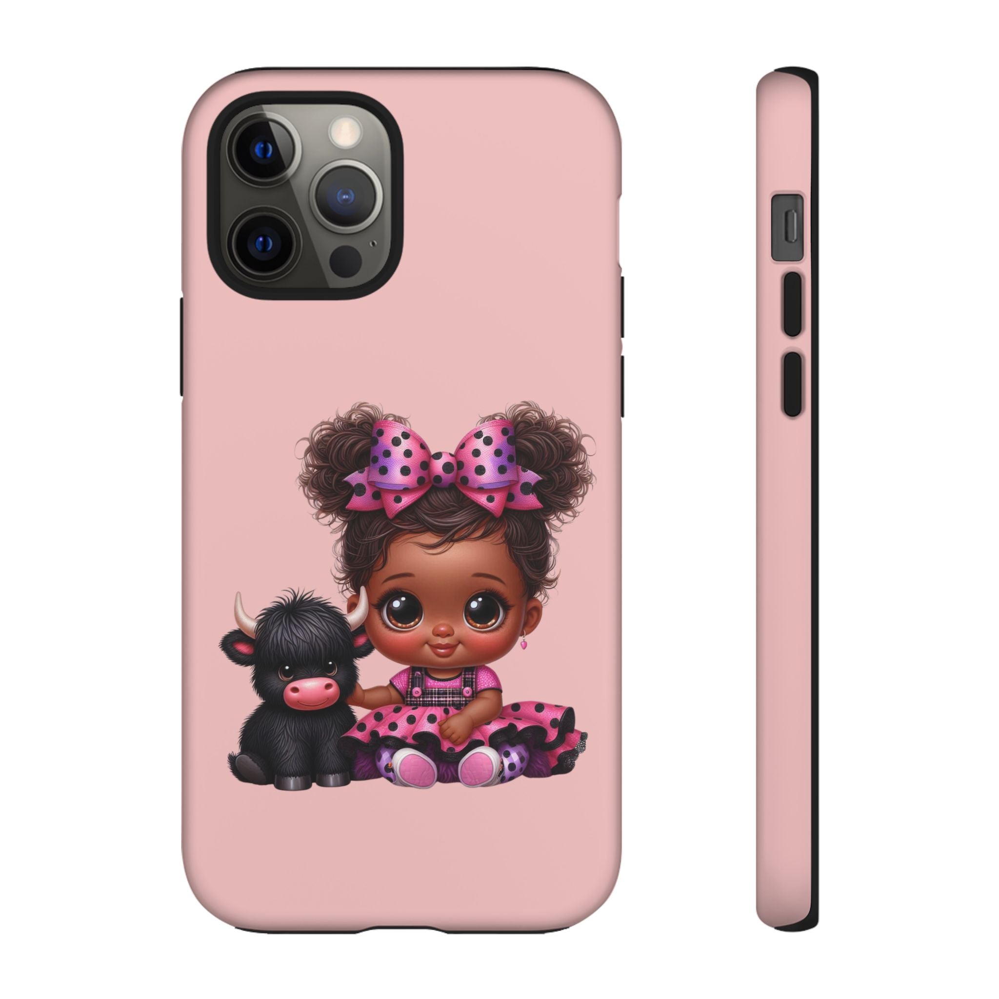 Cute Baby Girl with Plush Cow Phone Case