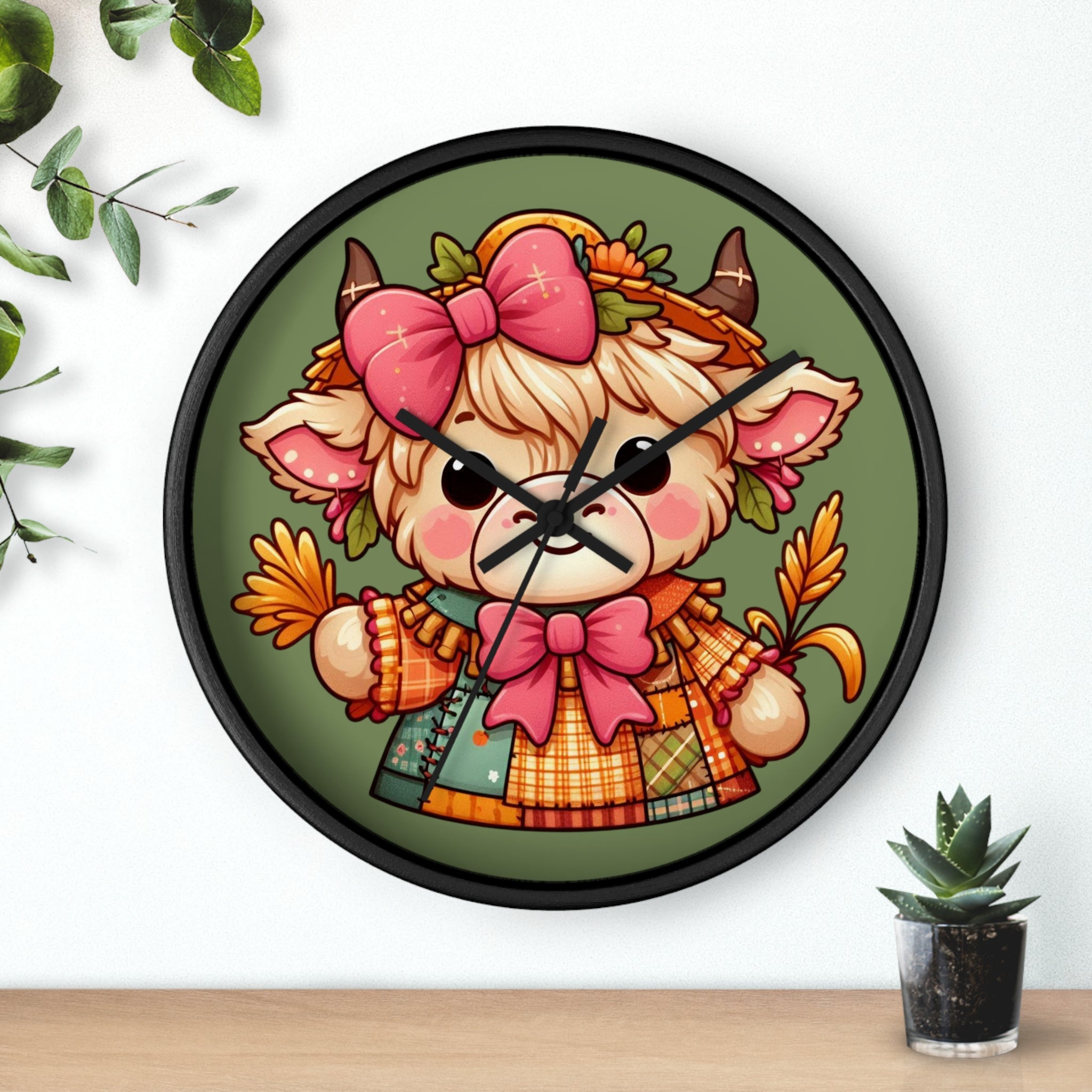 Autumn Alpaca Wall Clock — Cute Harvest Farmhouse Decor