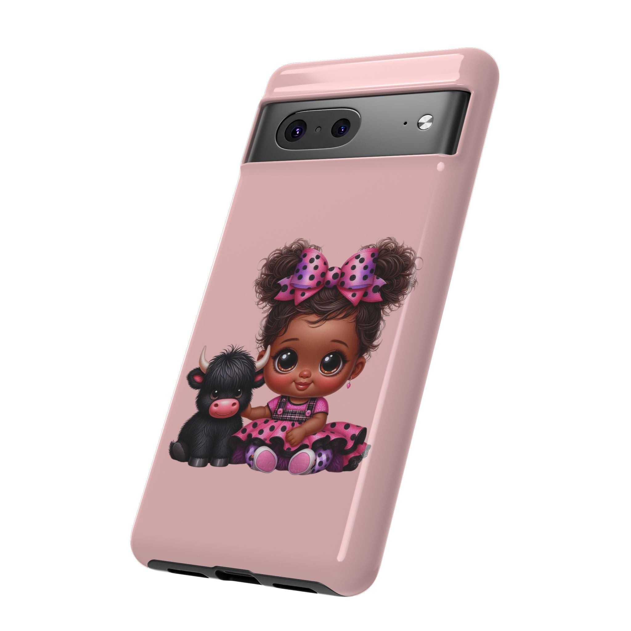 Cute Baby Girl with Plush Cow Phone Case