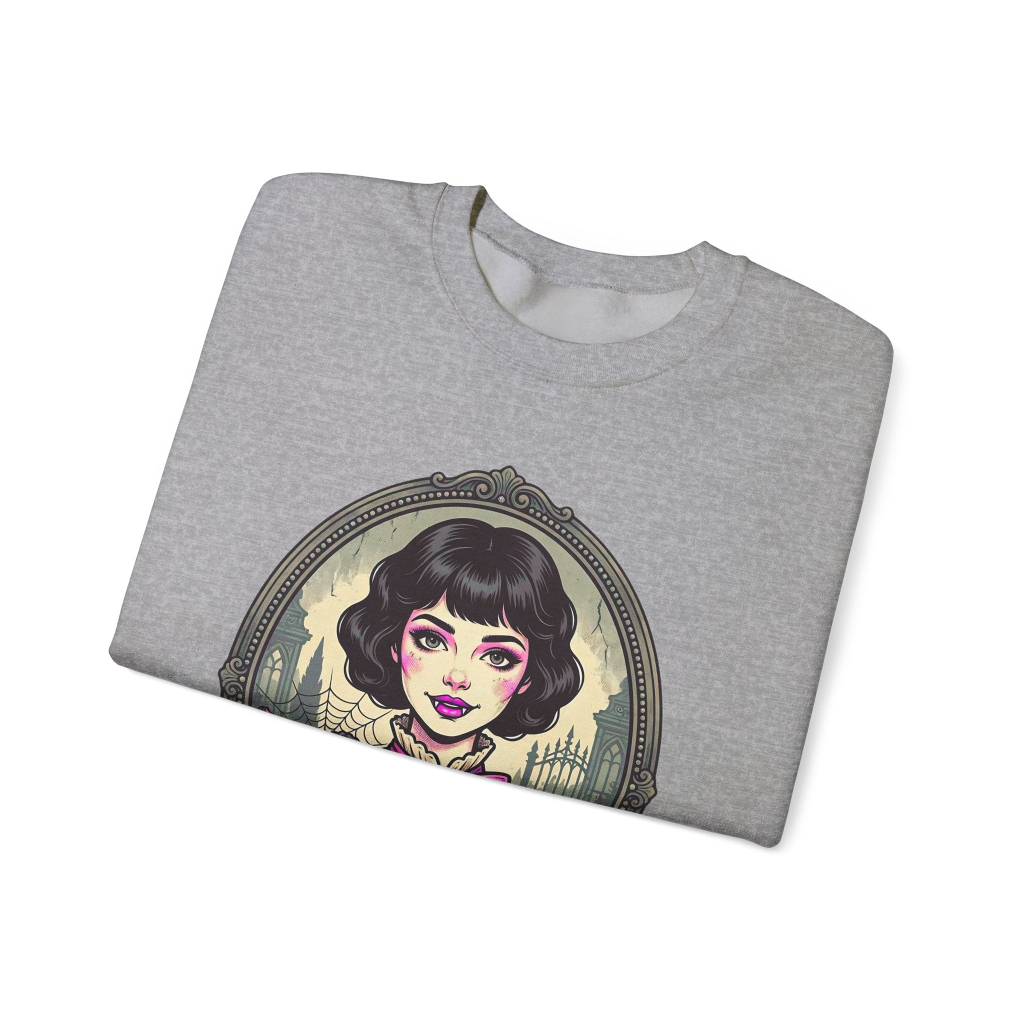 Horror Girl Crewneck Sweatshirt — "Pretty Girls Love Horror" Retro Goth Pullover