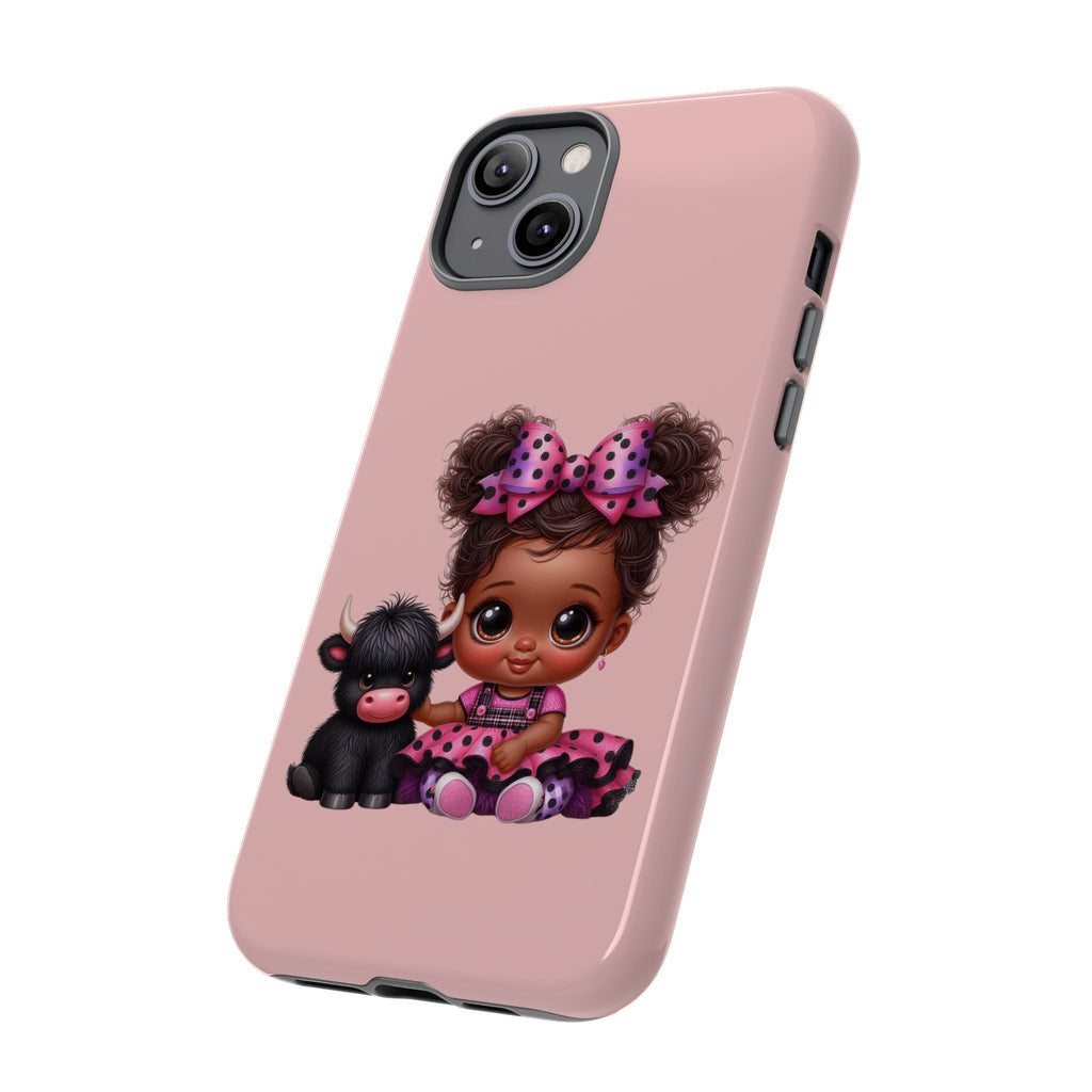 Cute Baby Girl with Plush Cow Phone Case