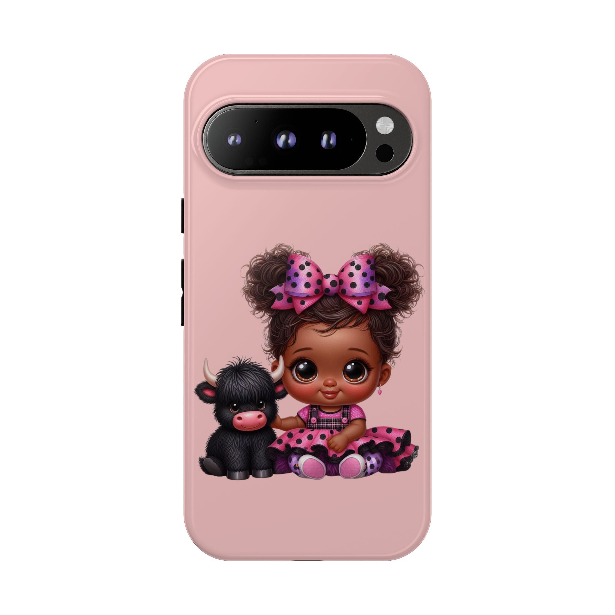 Cute Baby Girl with Plush Cow Phone Case