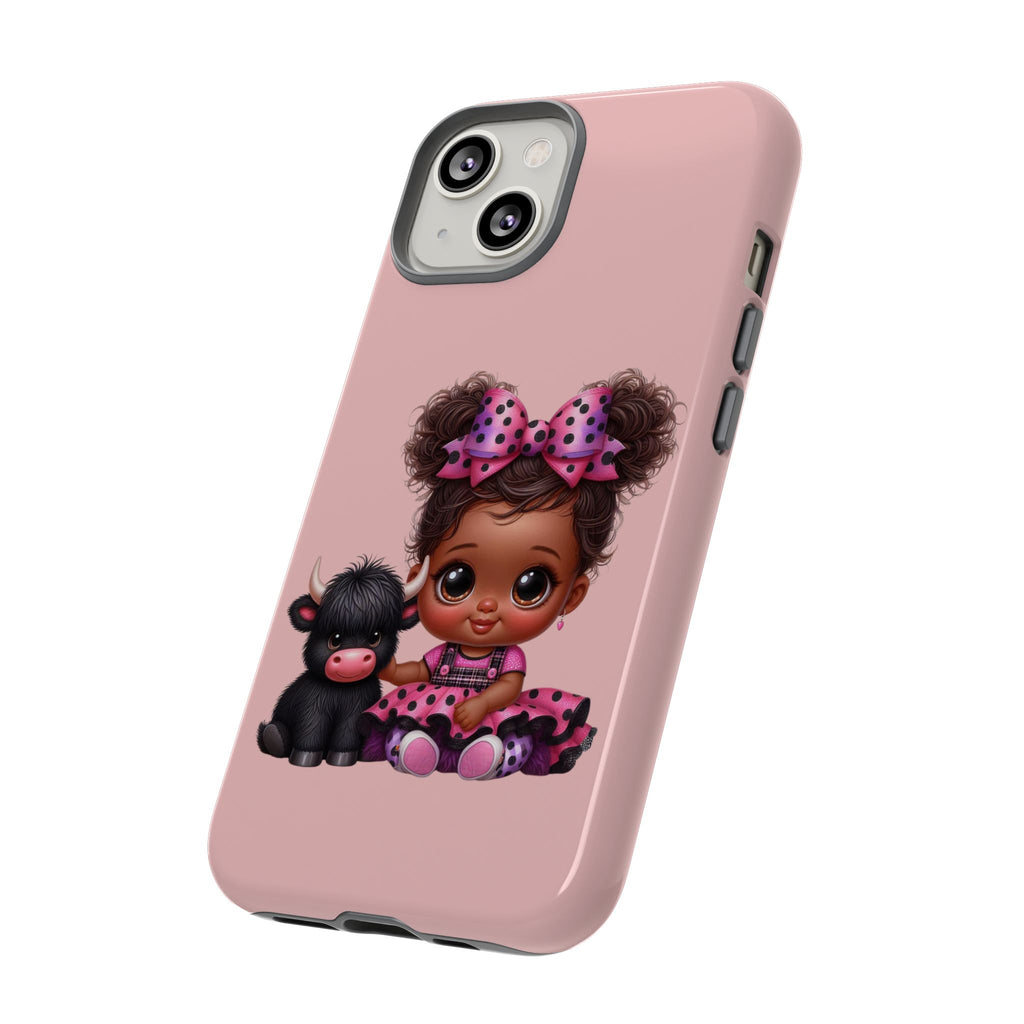 Cute Baby Girl with Plush Cow Phone Case