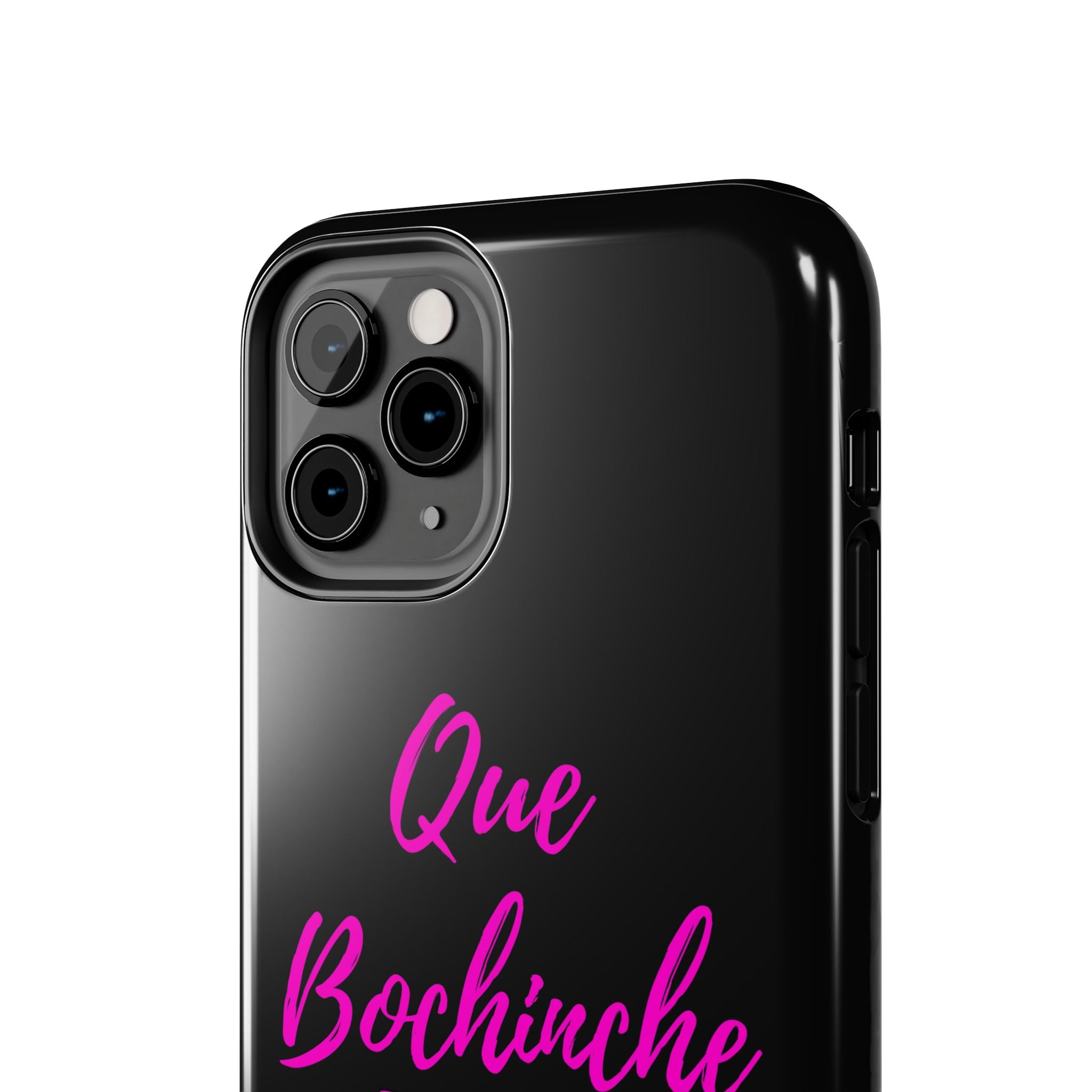 Que Bochinche Phone Case — Pink Script & Bow Tough Protective Cover